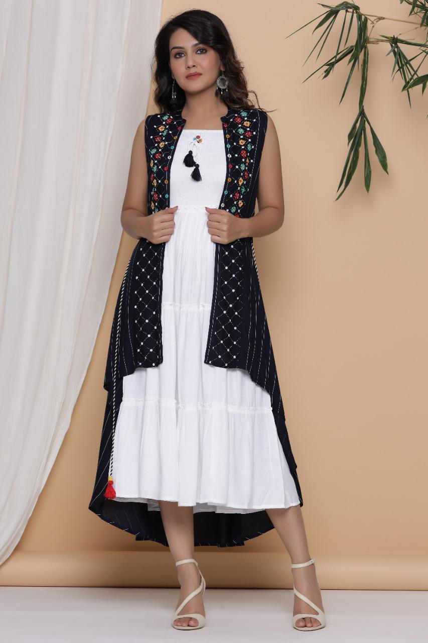 Casual Wear Anarkali Double Layer Rayon Kurti With Attached Koti, Wash  Care: Handwash at Rs 2760 in Kota