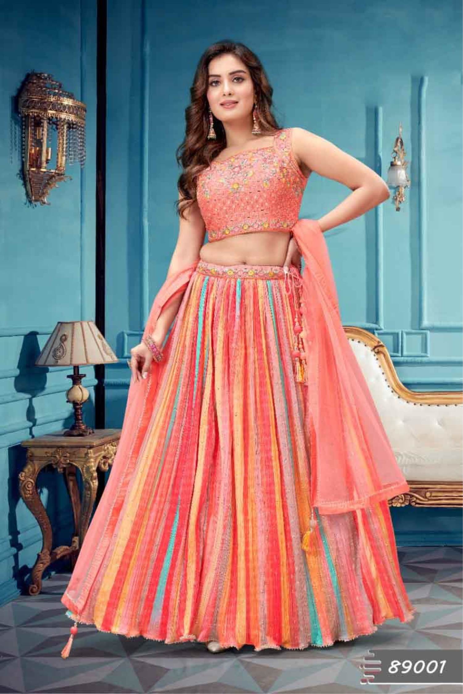 Gajari Pink Color Embroidered Attractive Party Wear Lehenga Choli LC105