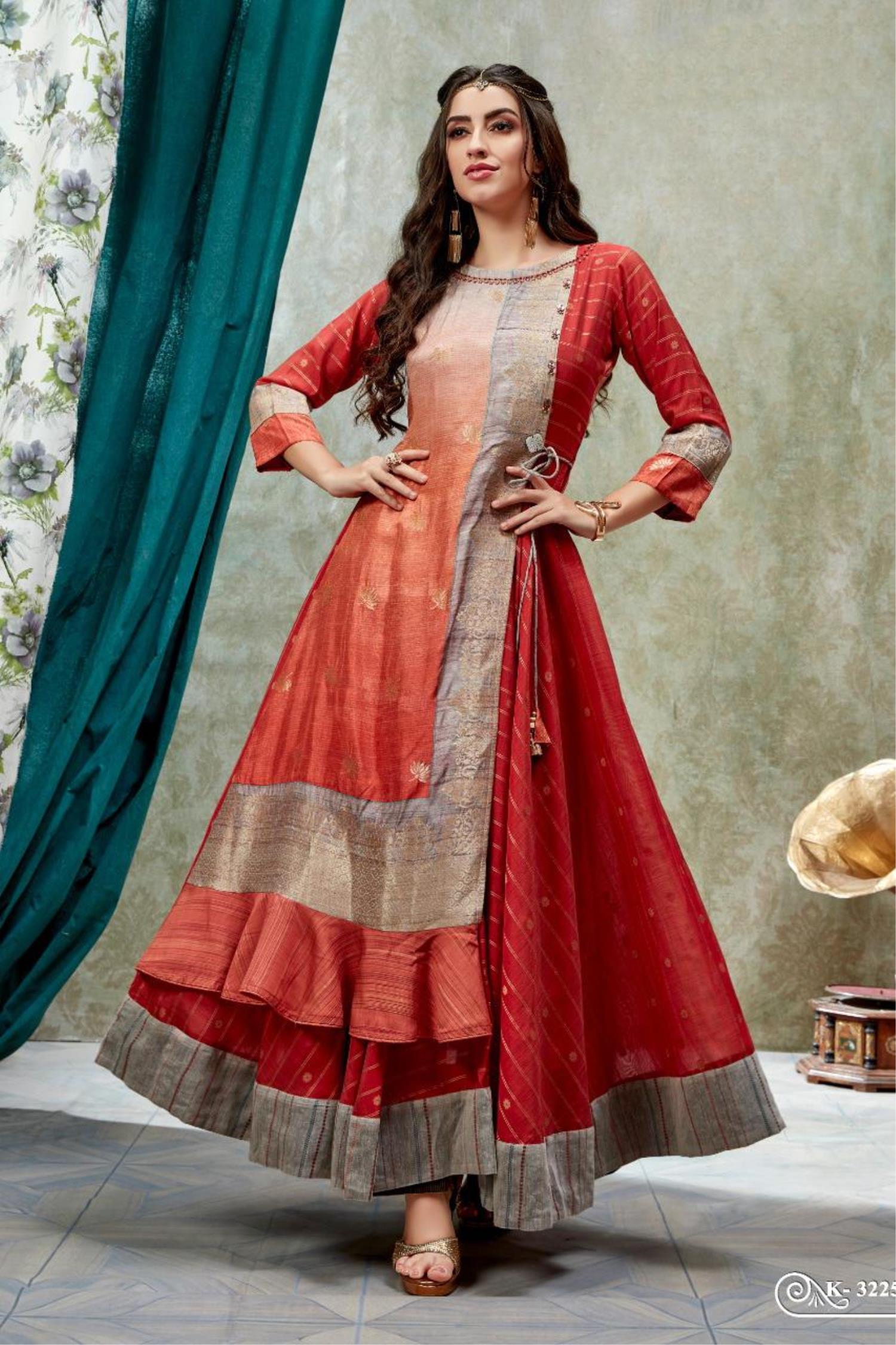 Buy Yellow Designer Party Wear FloorLength Gown  Party Wear Kurtis