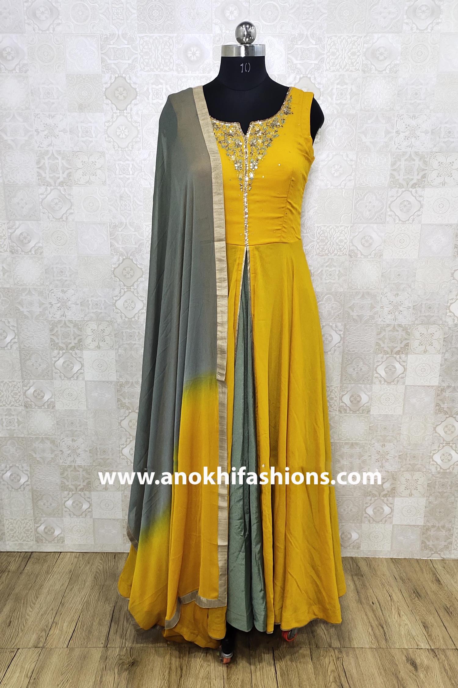 Yellow hand crushed silk straight pants with golden sequin lines from –  Kora India