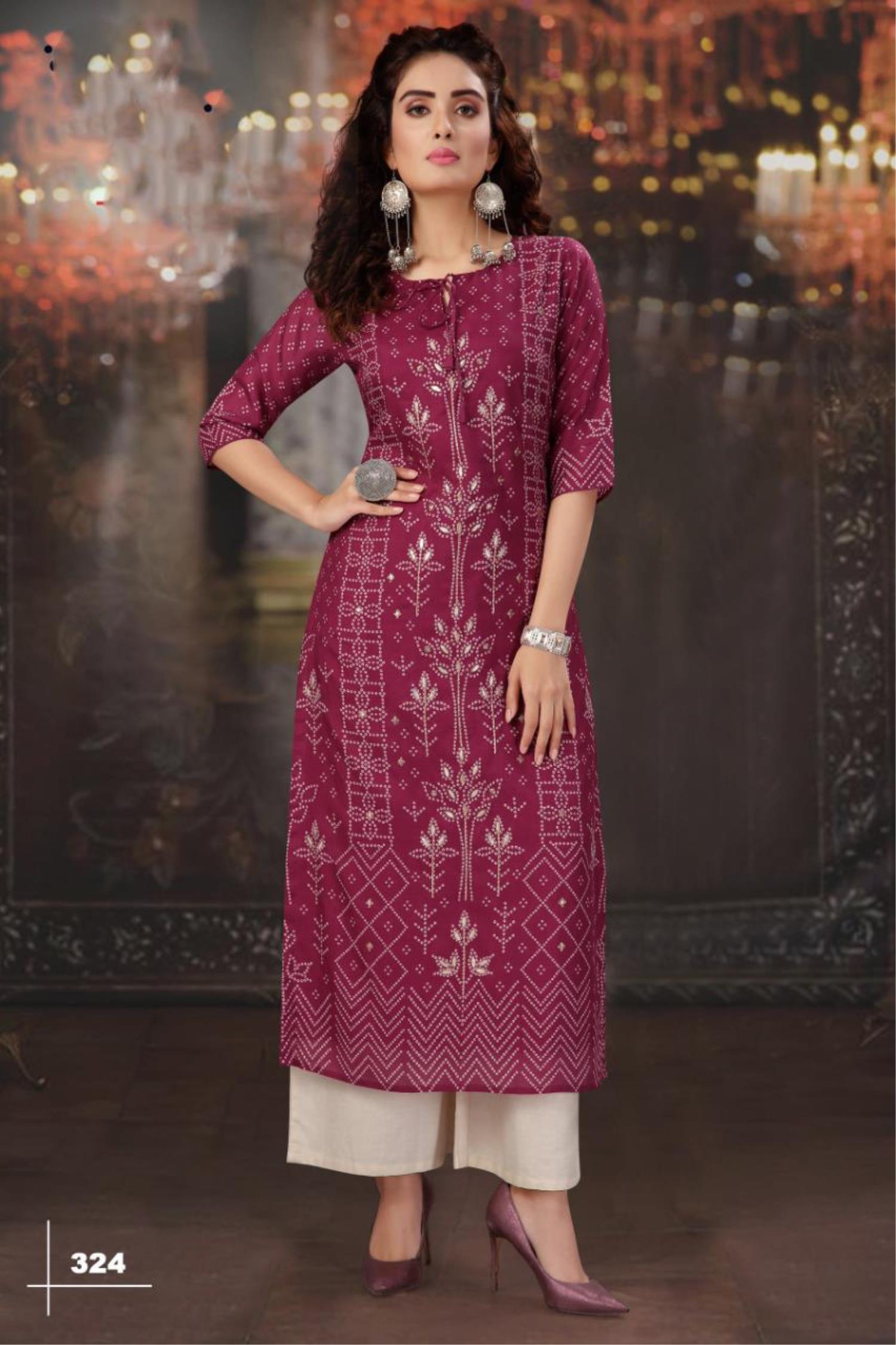 Magenta Pink Color Georgette Embroidered Suit