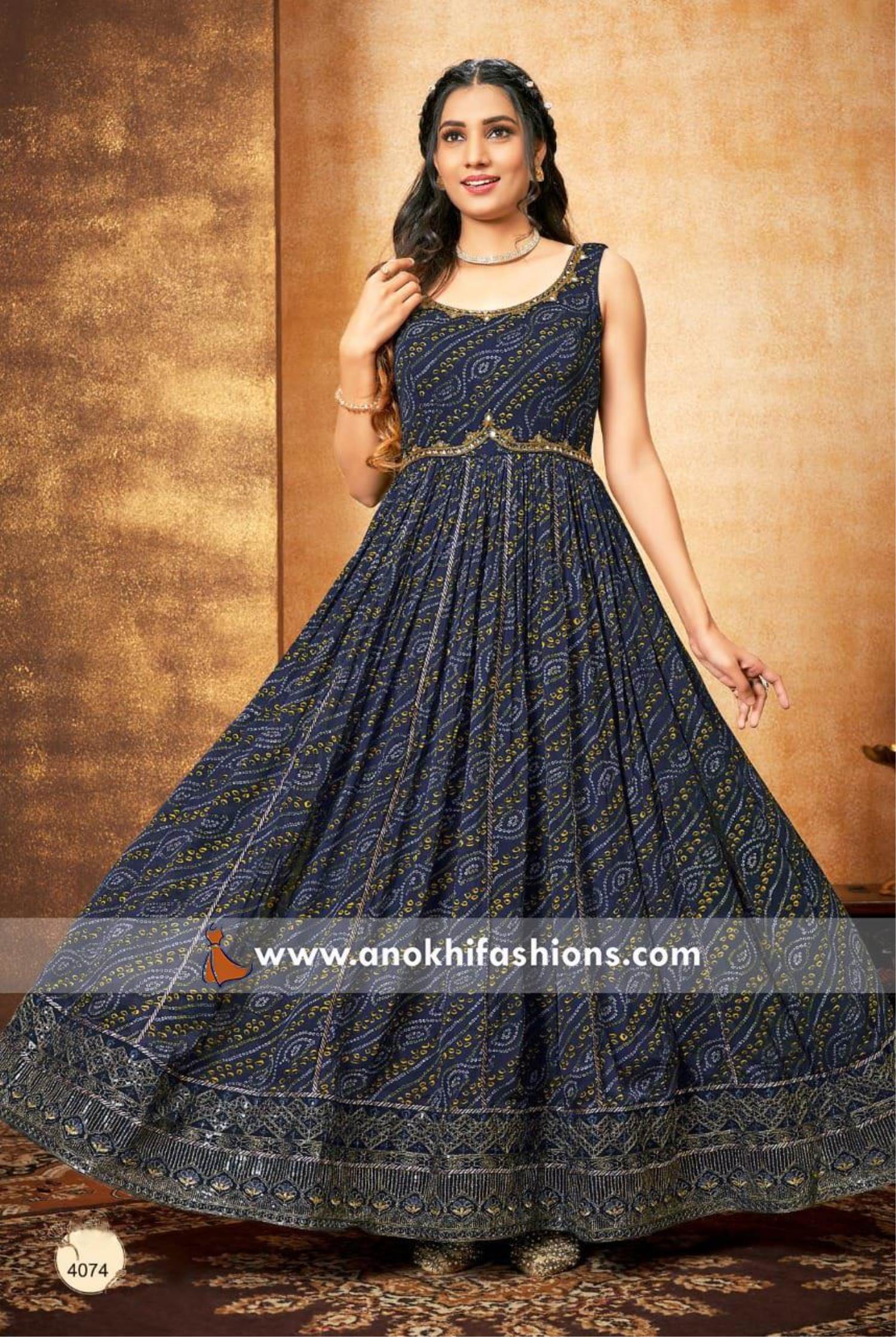 Navy Blue Navy Blue Embroidered Gown by Shakuntlam for rent online | FLYROBE