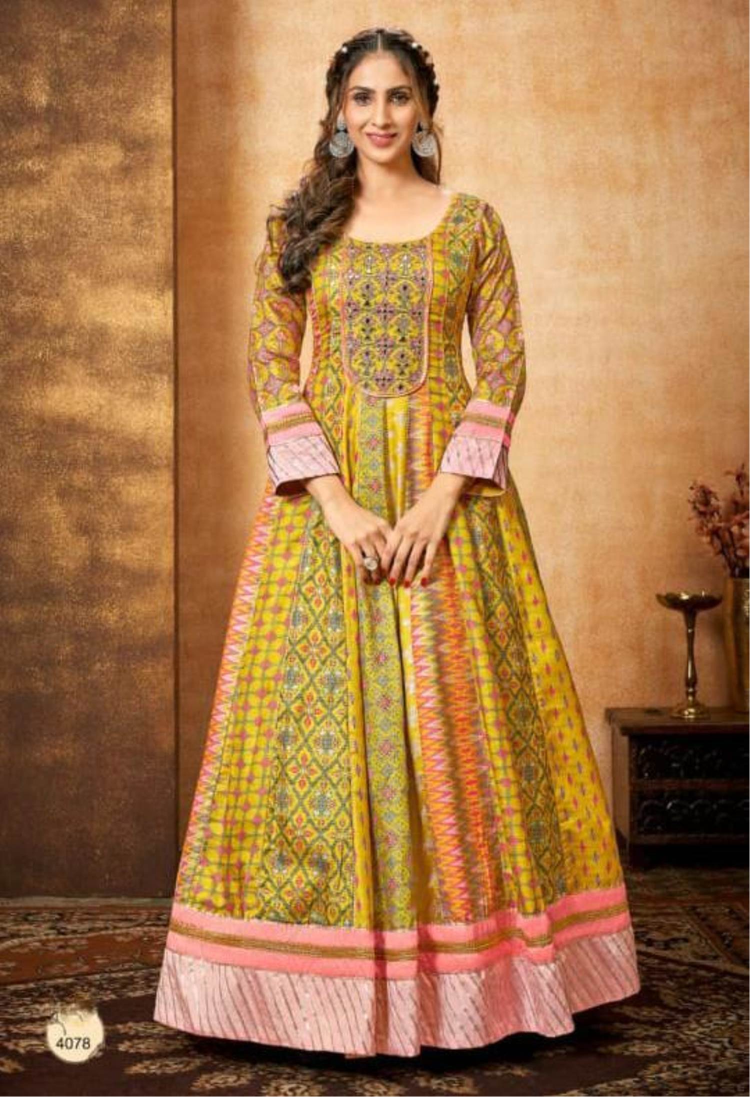 Buy Yellow Georgette Resham Work Gown Wedding Wear Online at Best Price |  Cbazaar