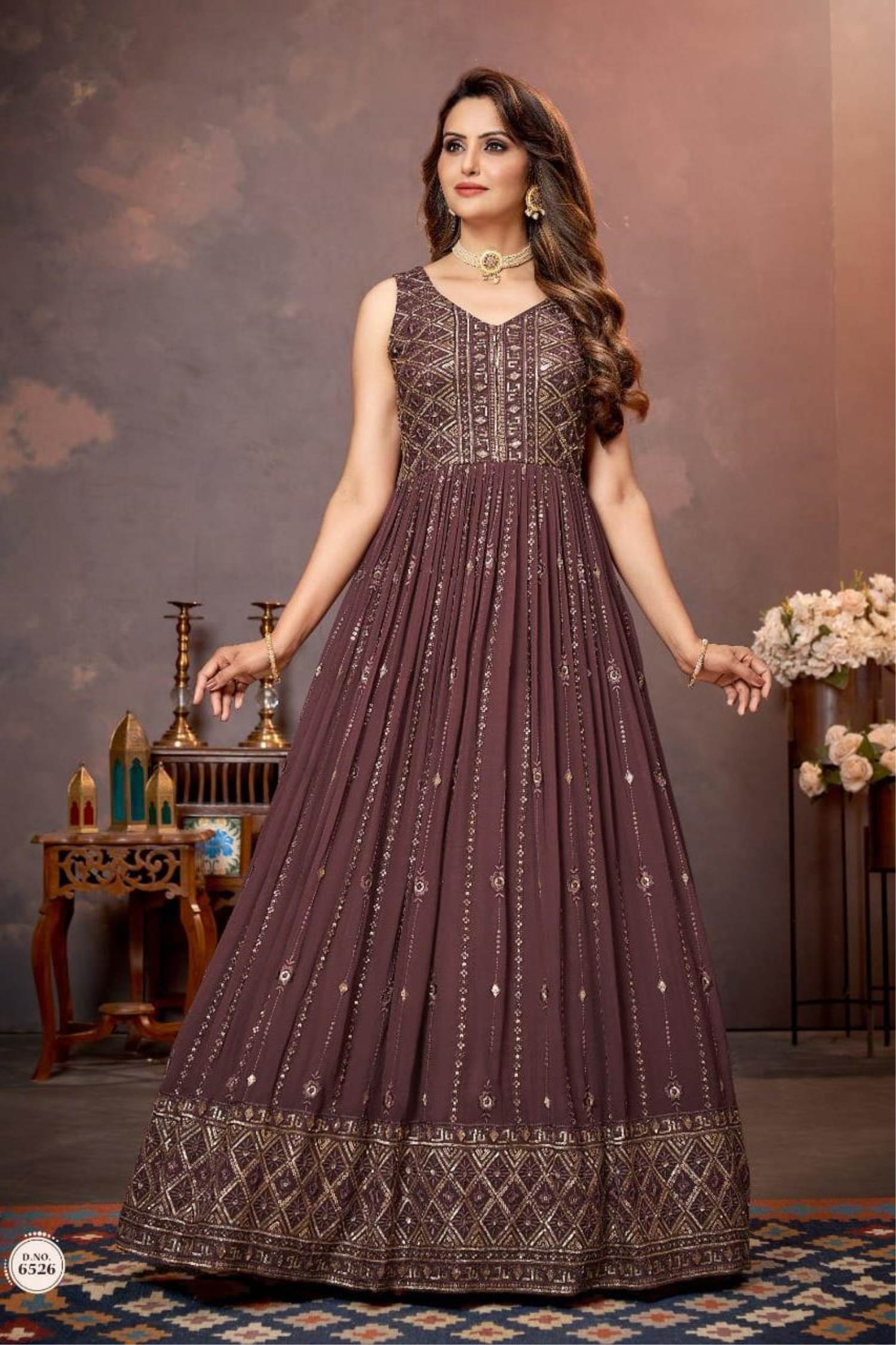 Mesmerizing Brown Color Embroidered Anarkali Gown at Rs 999 | Ladies  Fashion Wear in Surat | ID: 10740504255