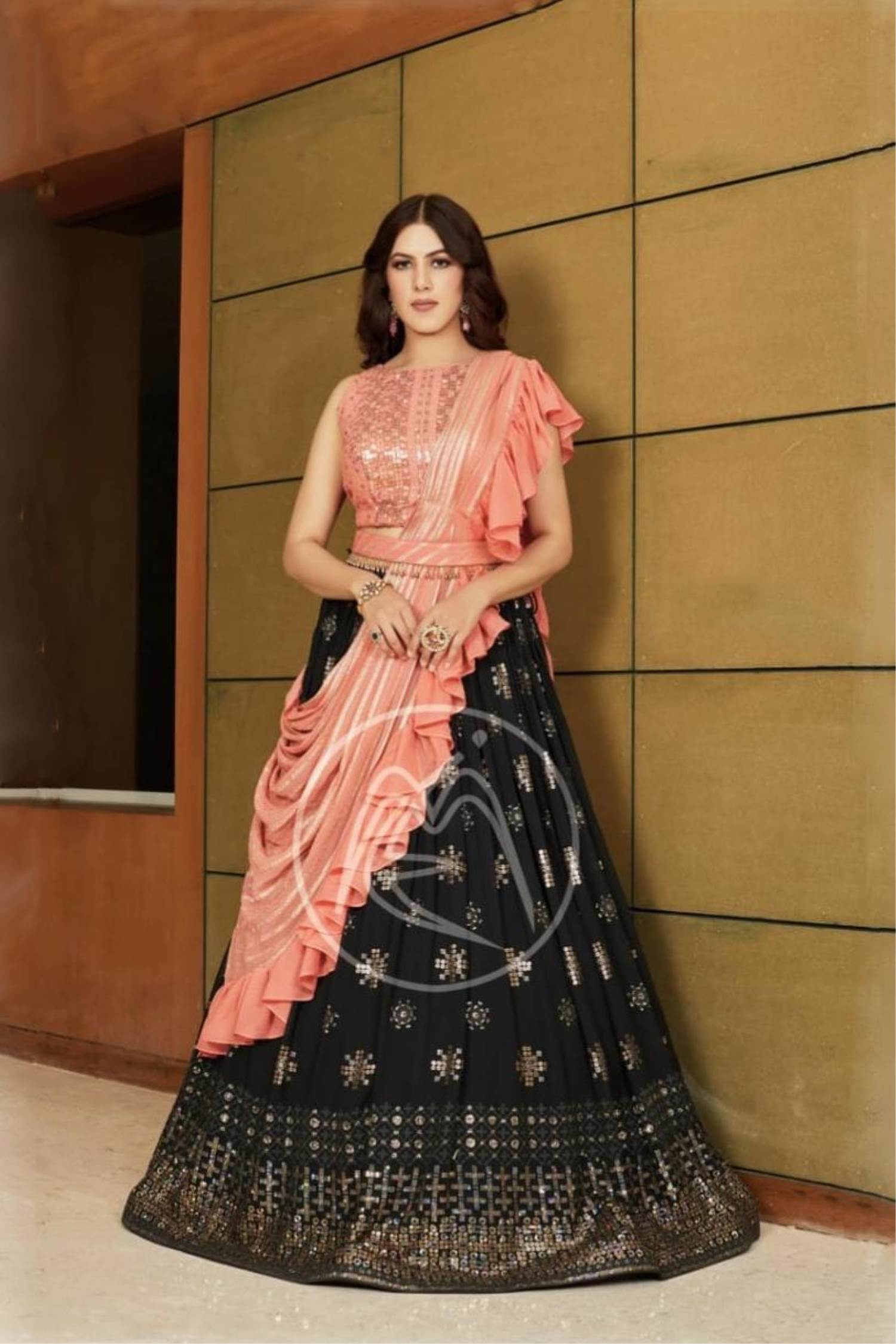 Yankita Kapoor Dark Peach Lehenga Choli