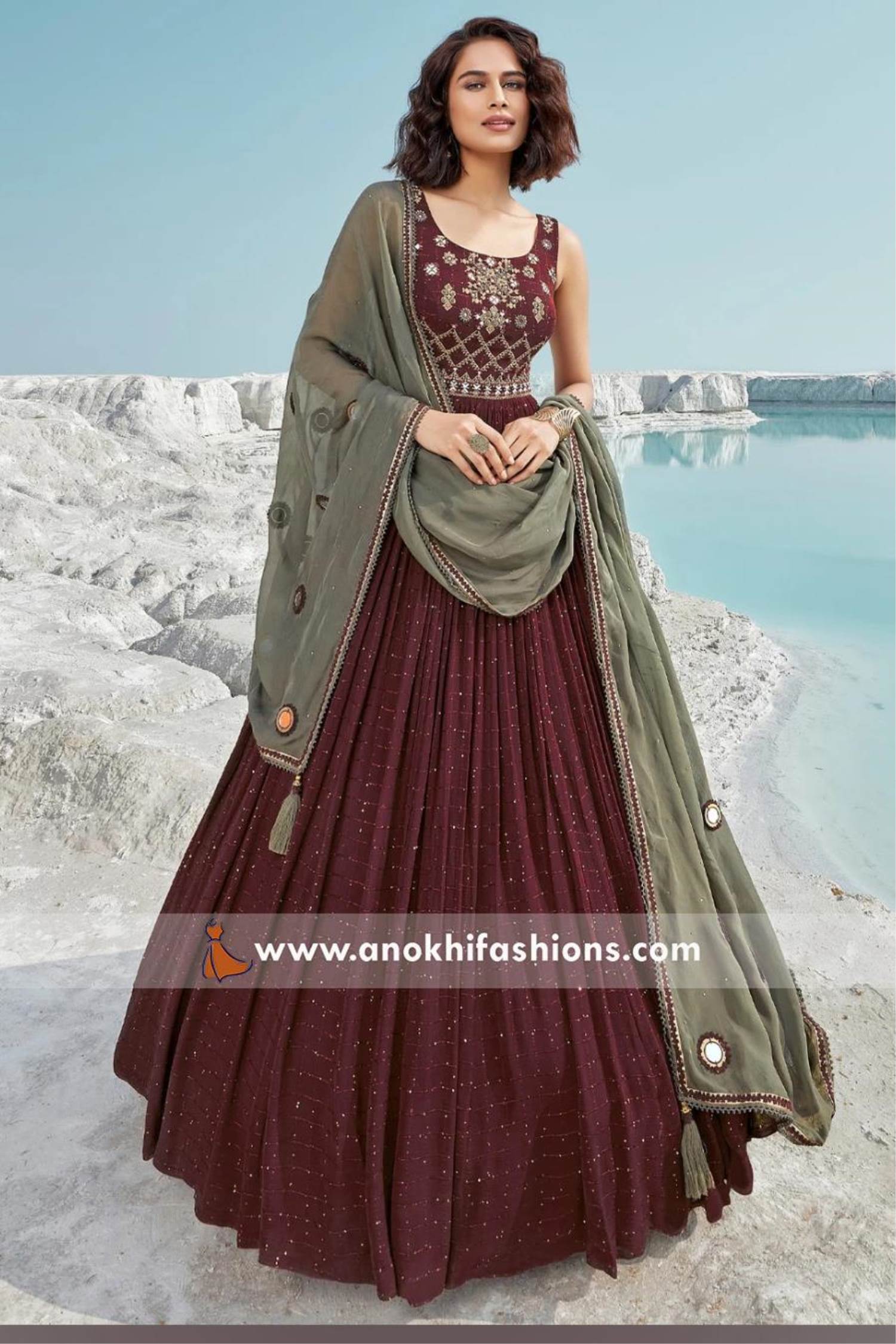Maroon Anarkali Dress Online: Latest Designs of Maroon Anarkali Dresses  Shopping