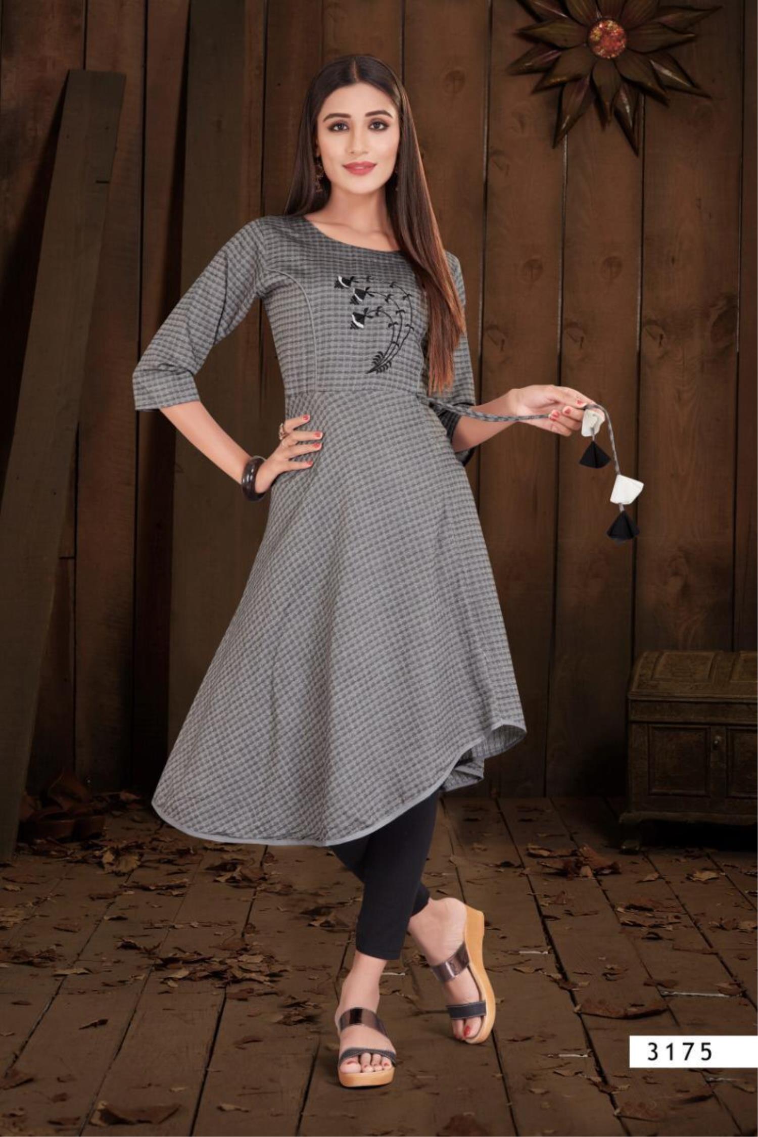 Grey Color Casual wear Gown Kurti ANOKHI FASHION