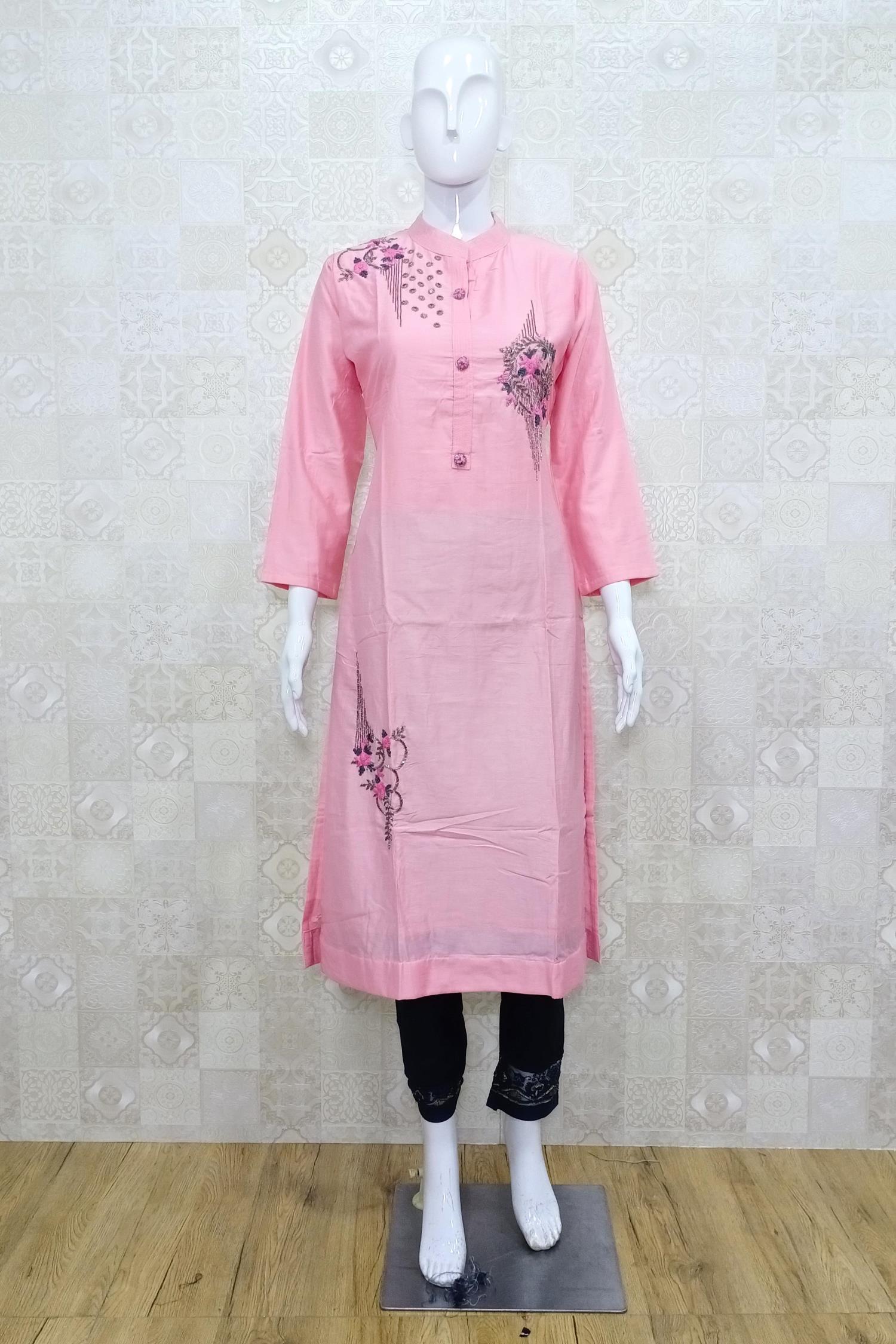 Pink Color Casual Wear Pent Style Kurti Set :: ANOKHI FASHION