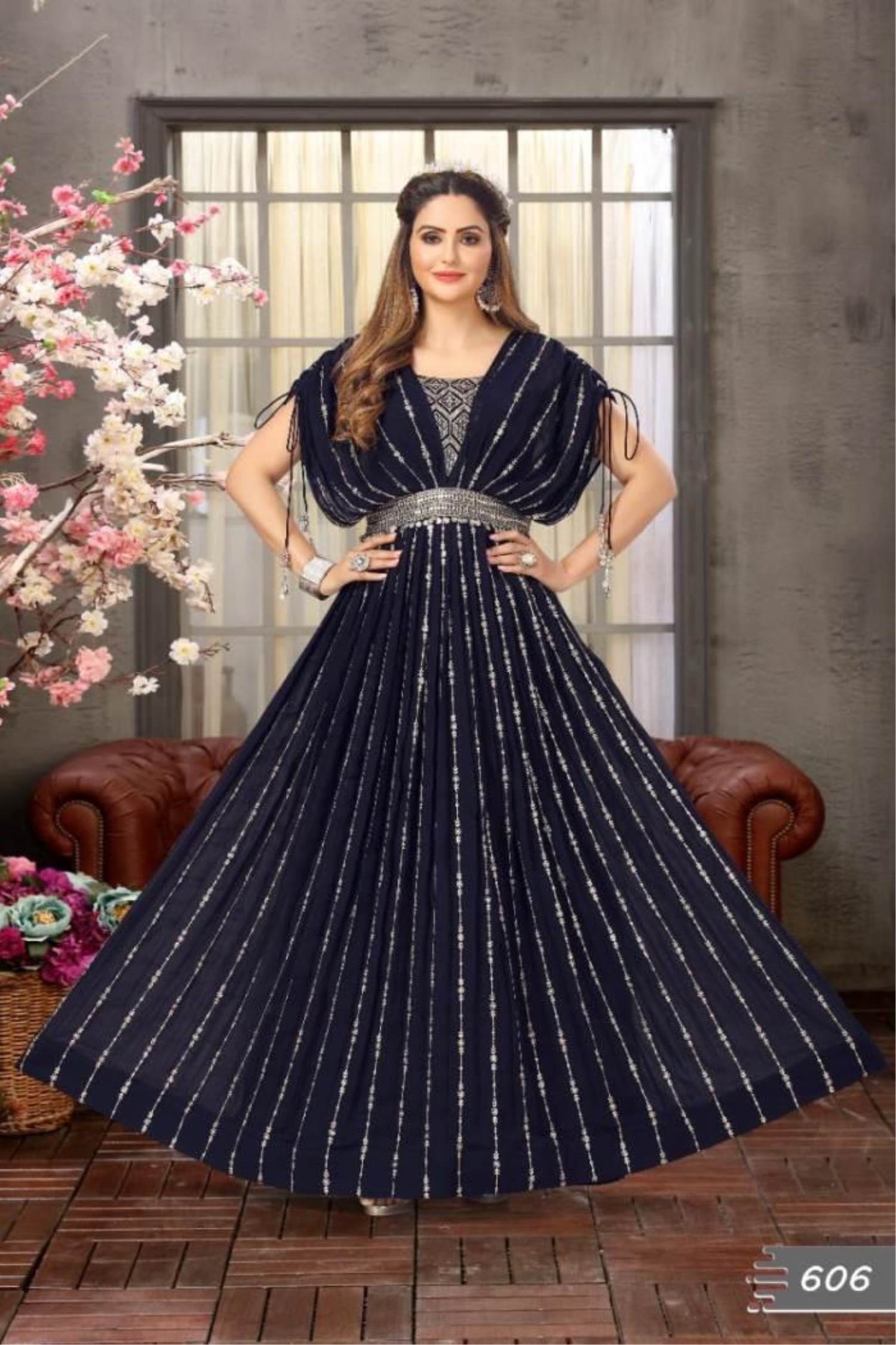 Paris Blue Designer Gown Women's Gown | Buy Paris Blue Designer Gown Gown  for Women Online | Zyla Fashion