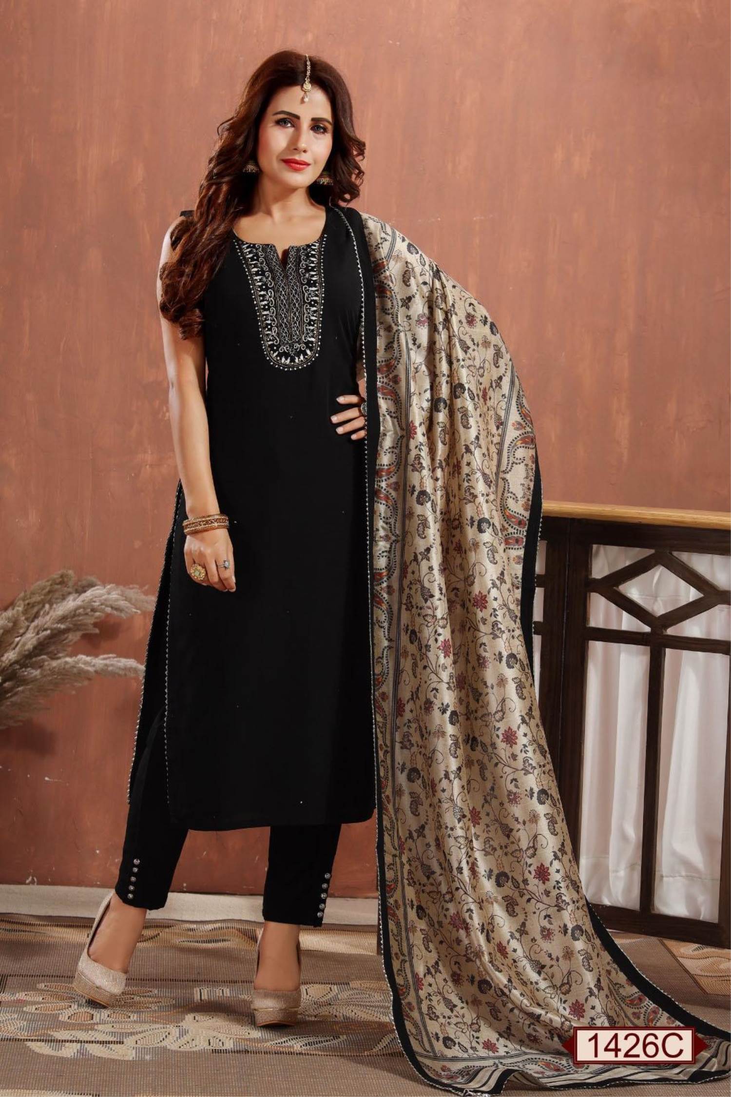 Buy Clickedia Womens Fully Stitched Rayon Printed Straight Kurti with Gotta  Patti , Lace and Cotton Dupatta with Sharara Jaipuri Salwar Suit Online at  Best Prices in India - JioMart.