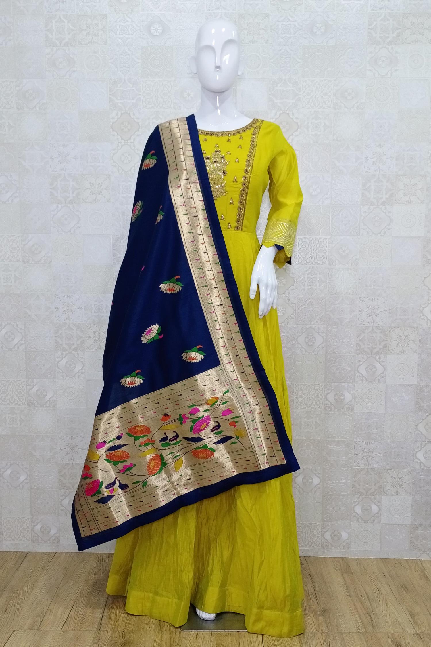blue gown with dupatta