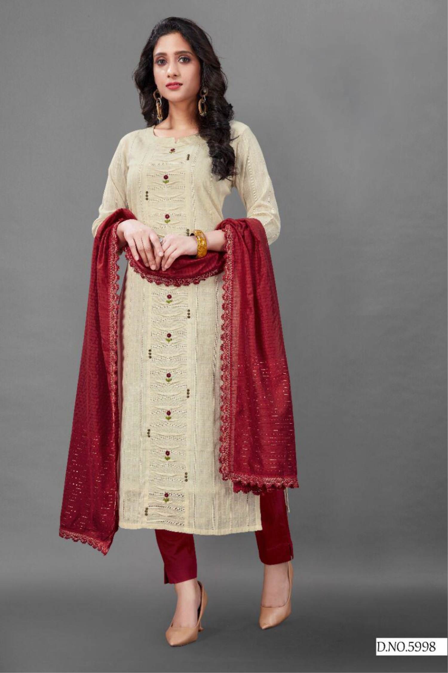 Buy Cream Kurti In Cotton Silk With Resham And Sequins Embroidery And  Matching Facemask Online - Kalki Fashion