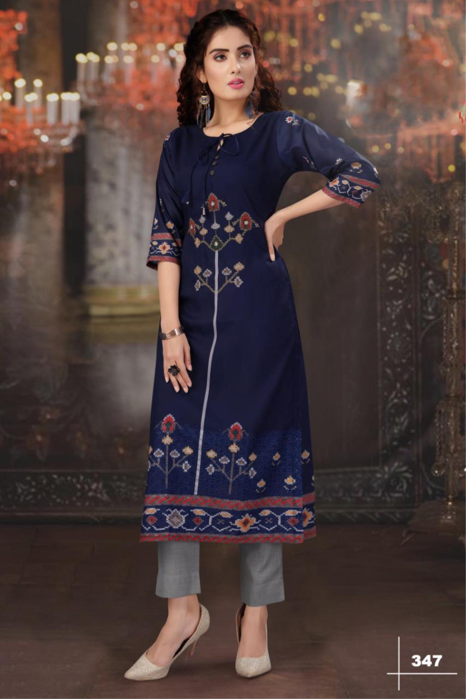 Navy Blue Color Party Wear Kurti Set ANOKHI FASHION