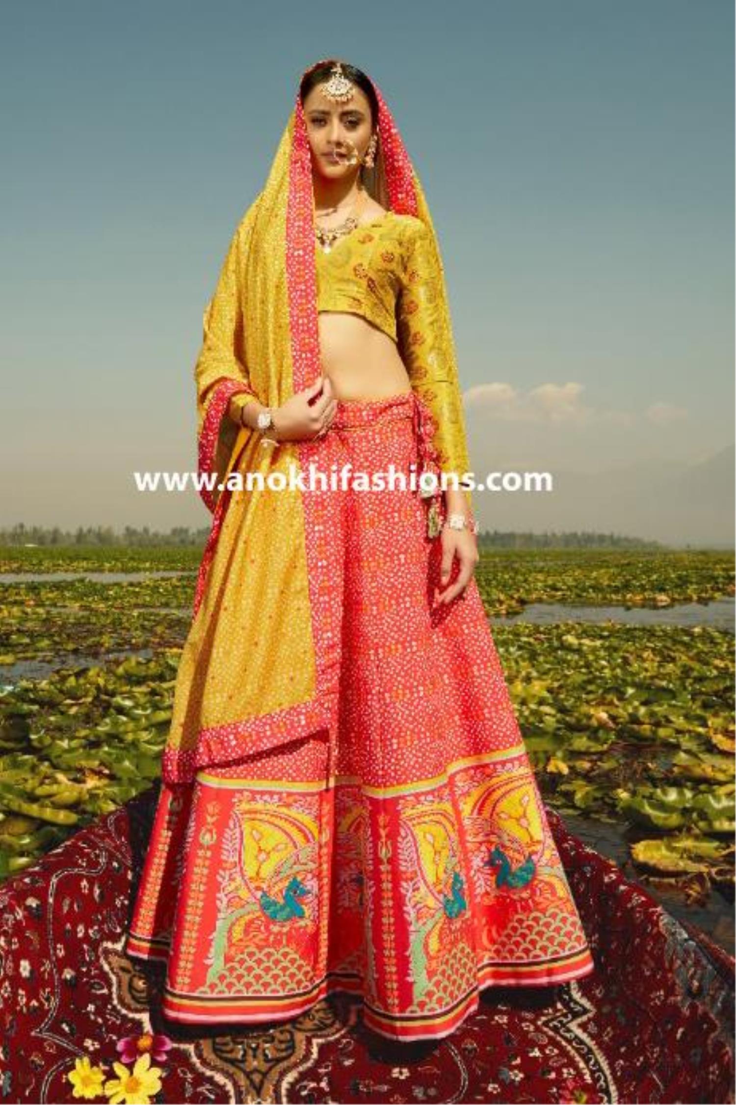 mustard color bridal lehenga