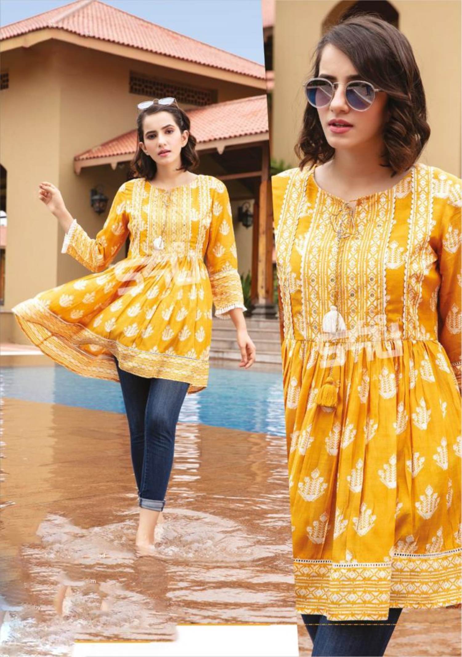 Buy Kipek Yellow Printed Straight Kurti for Women Online @ Tata CLiQ