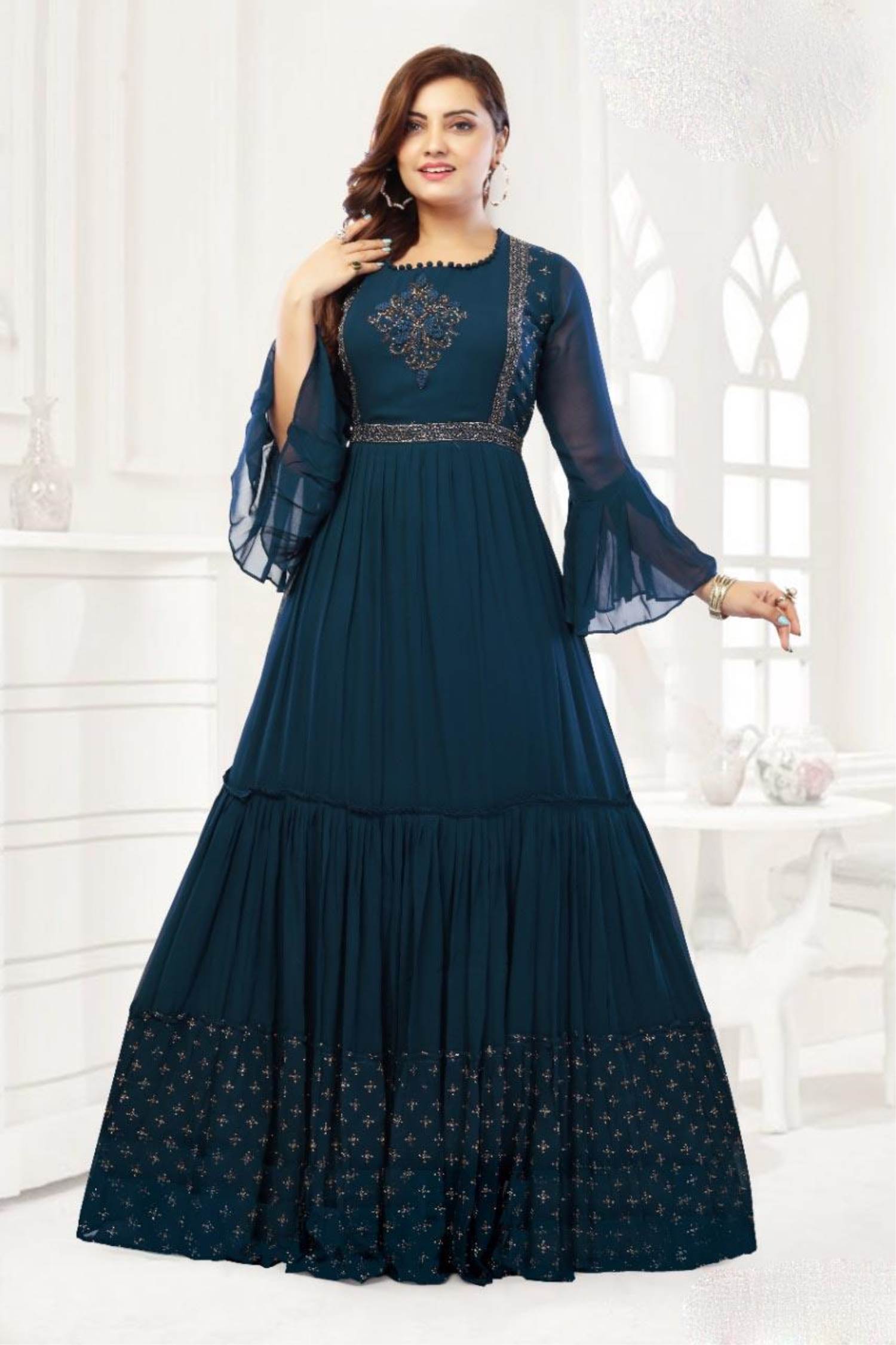 Girl Blue Gown With Hand Work at Rs 19999 in Hyderabad | ID: 22912442830