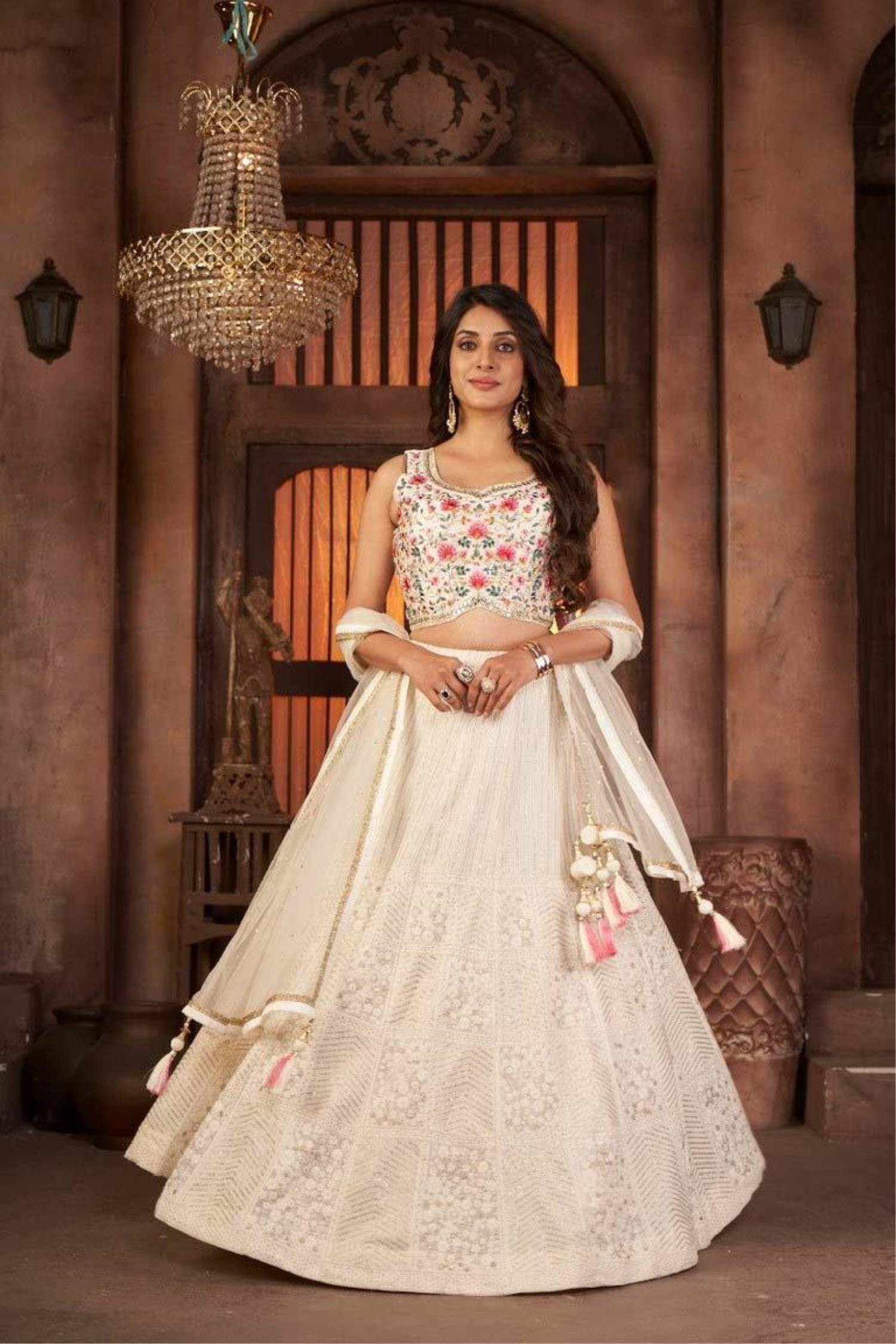 Designer Wedding Wear Lehenga Choli Vanilla - KeziahFashions.com