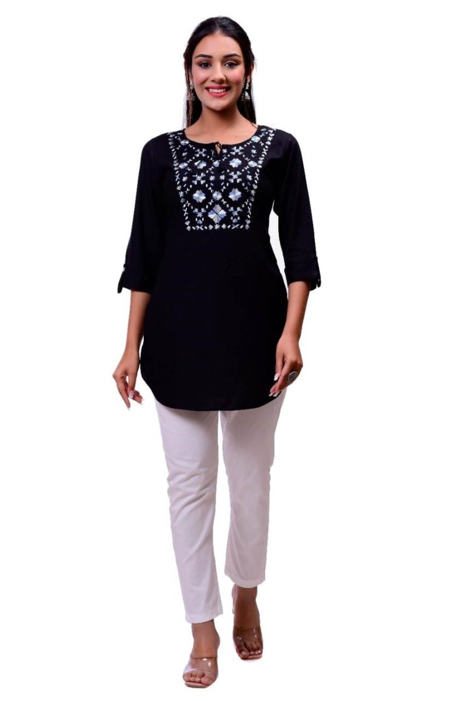 Blue Color Party Wear Short Kurti ANOKHI FASHION