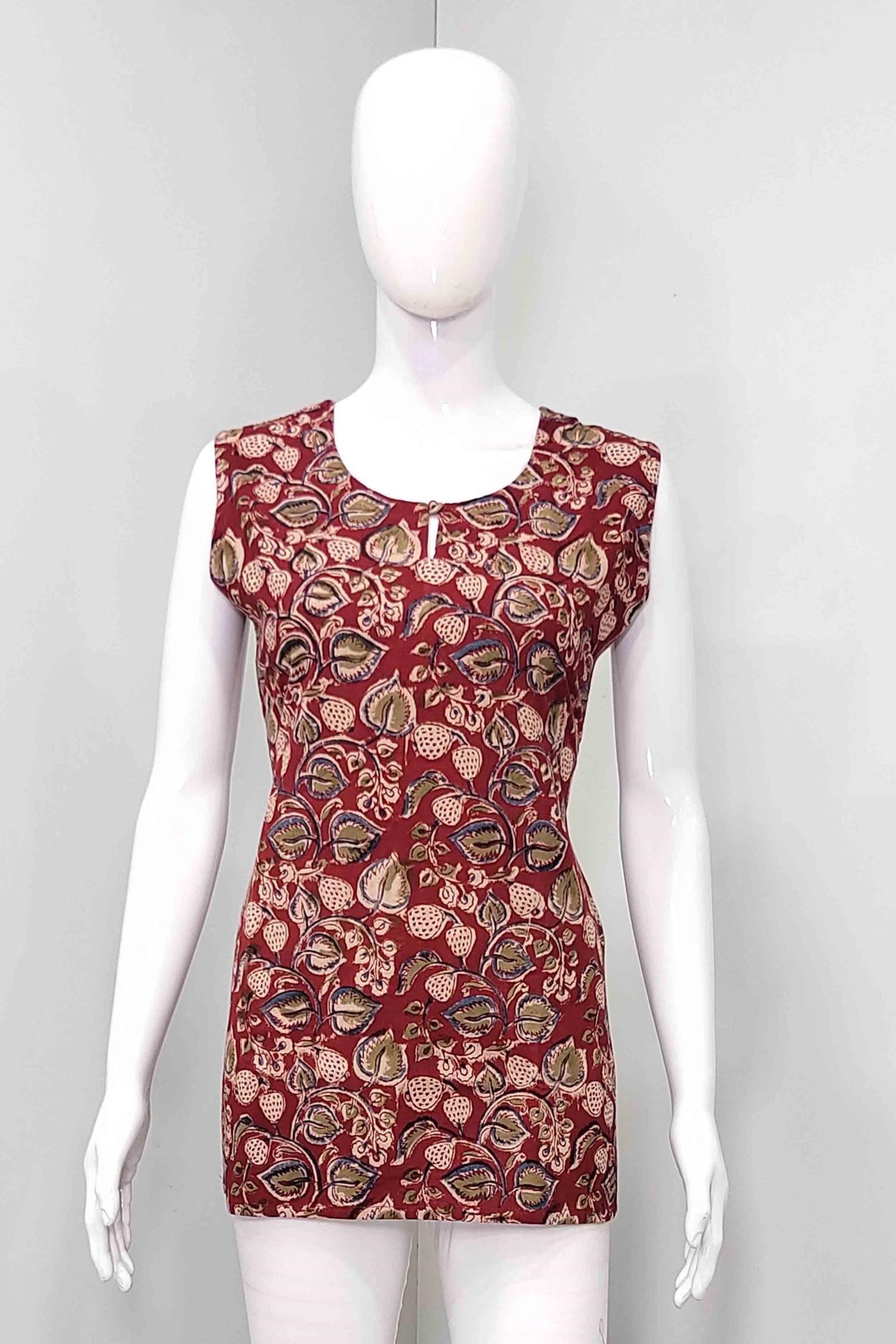 Formal Wear Round Neck Sleeveless Printed Cotton Ladies Short Kurtis at  Best Price in Jaipur | Navjyoti Fashions
