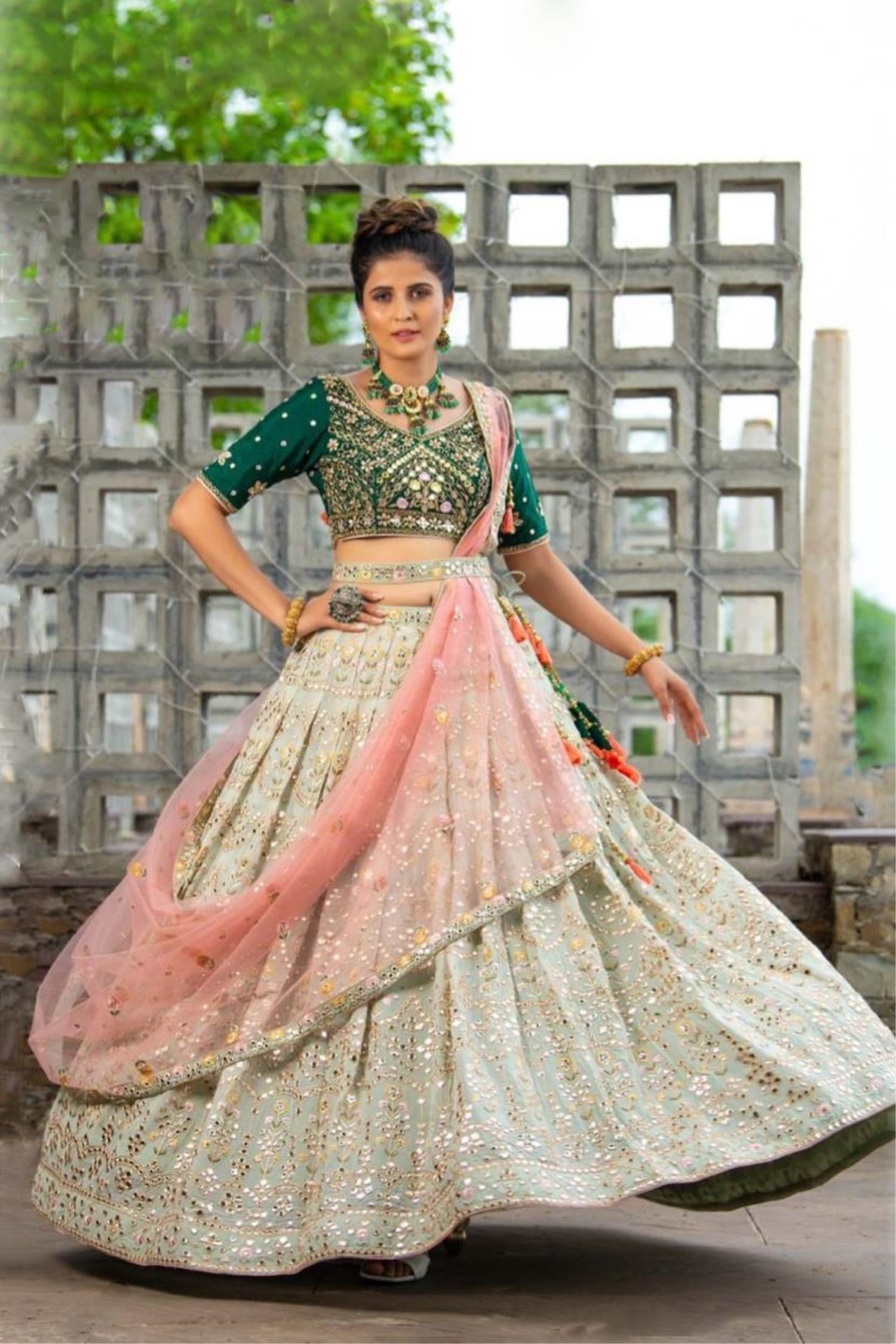 Buy Yellow Net Wedding Wear Lehenga Choli With Fancy Belt Online