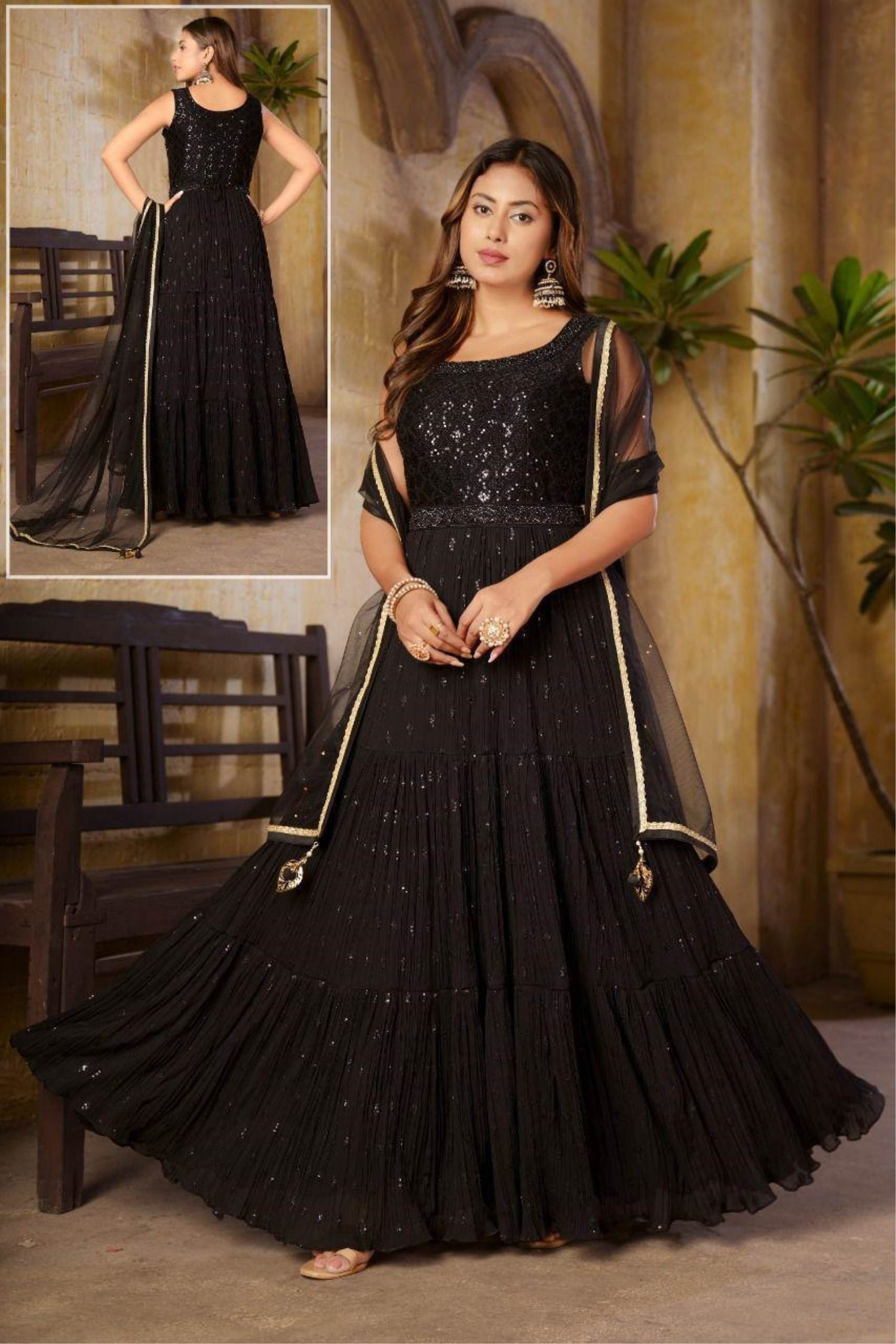 Black Color Party Wear Designer Gown 