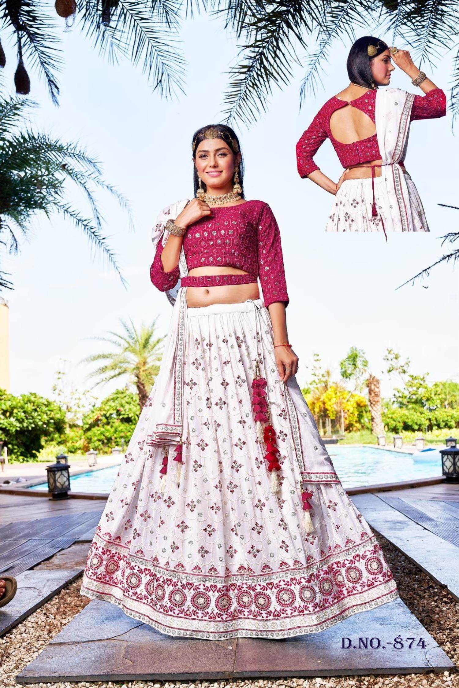 Buy Designer Red Thread Embroidered Velvet Bridal Lehenga Choli Online