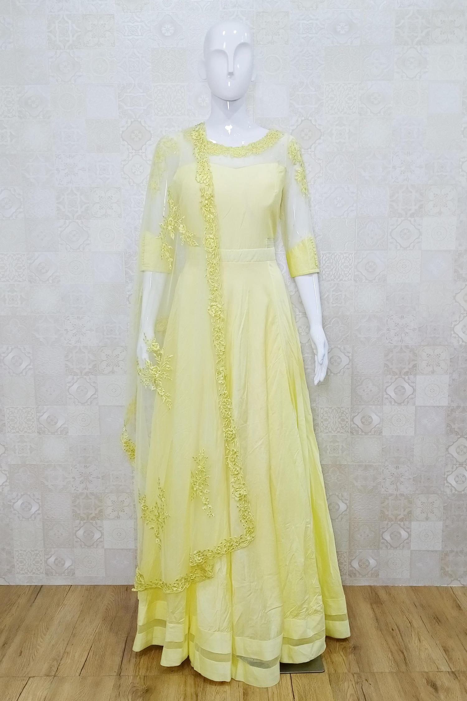 yellow colour mein gown