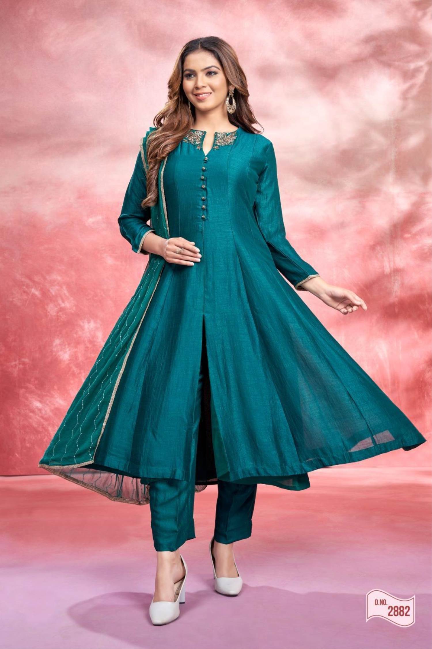 Buy Peacock Blue Silk Kurti With Georgette Lehenga Online - LSTV03163 |  Andaaz Fashion