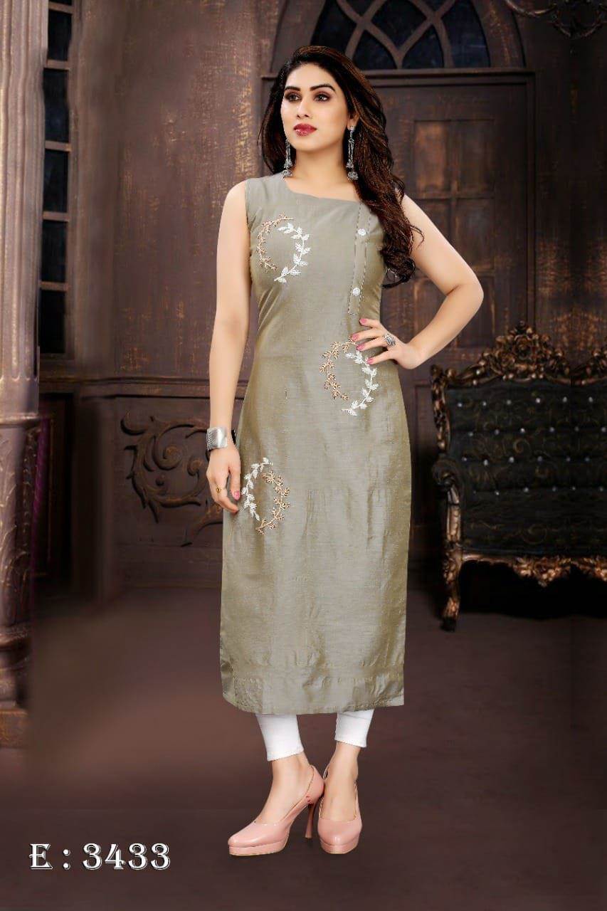 PRINTED RAYON GRAY SIMPLE KURTI at Rs.530/Piece in surat offer by jay  khodiyar saree