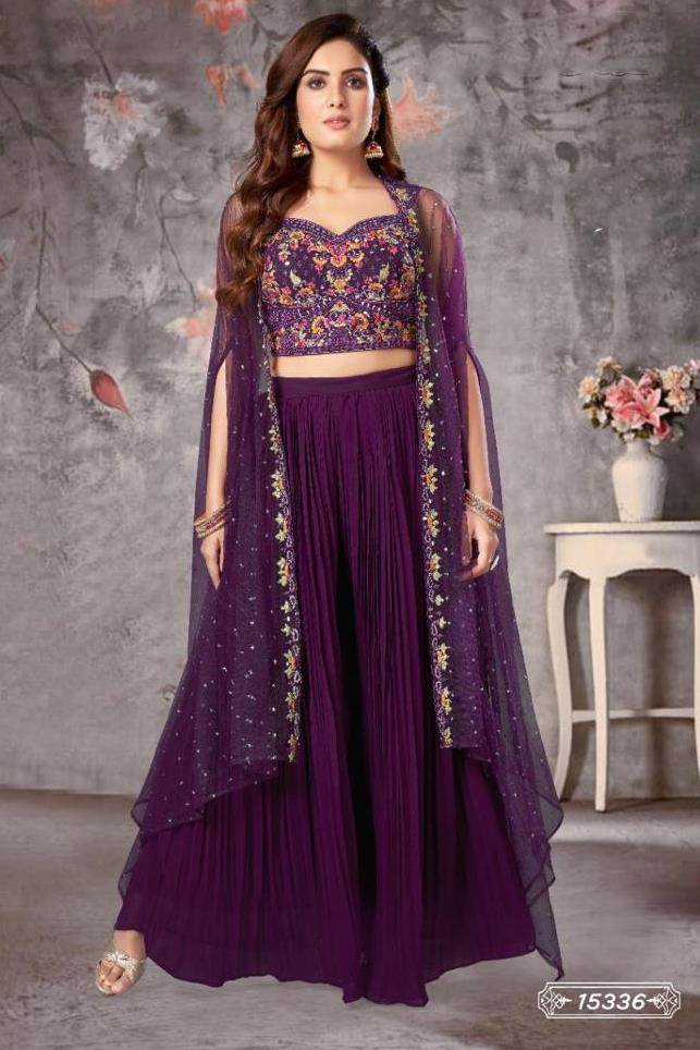 Net Cord Purple Salwar Suit