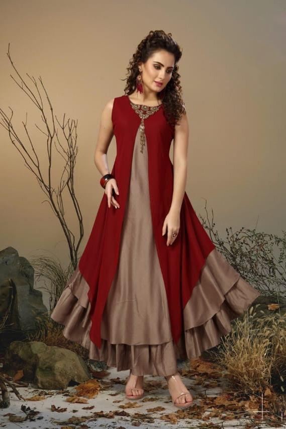 Maroon Sleeveless Emebellished Ball Gown – Trendy Divva