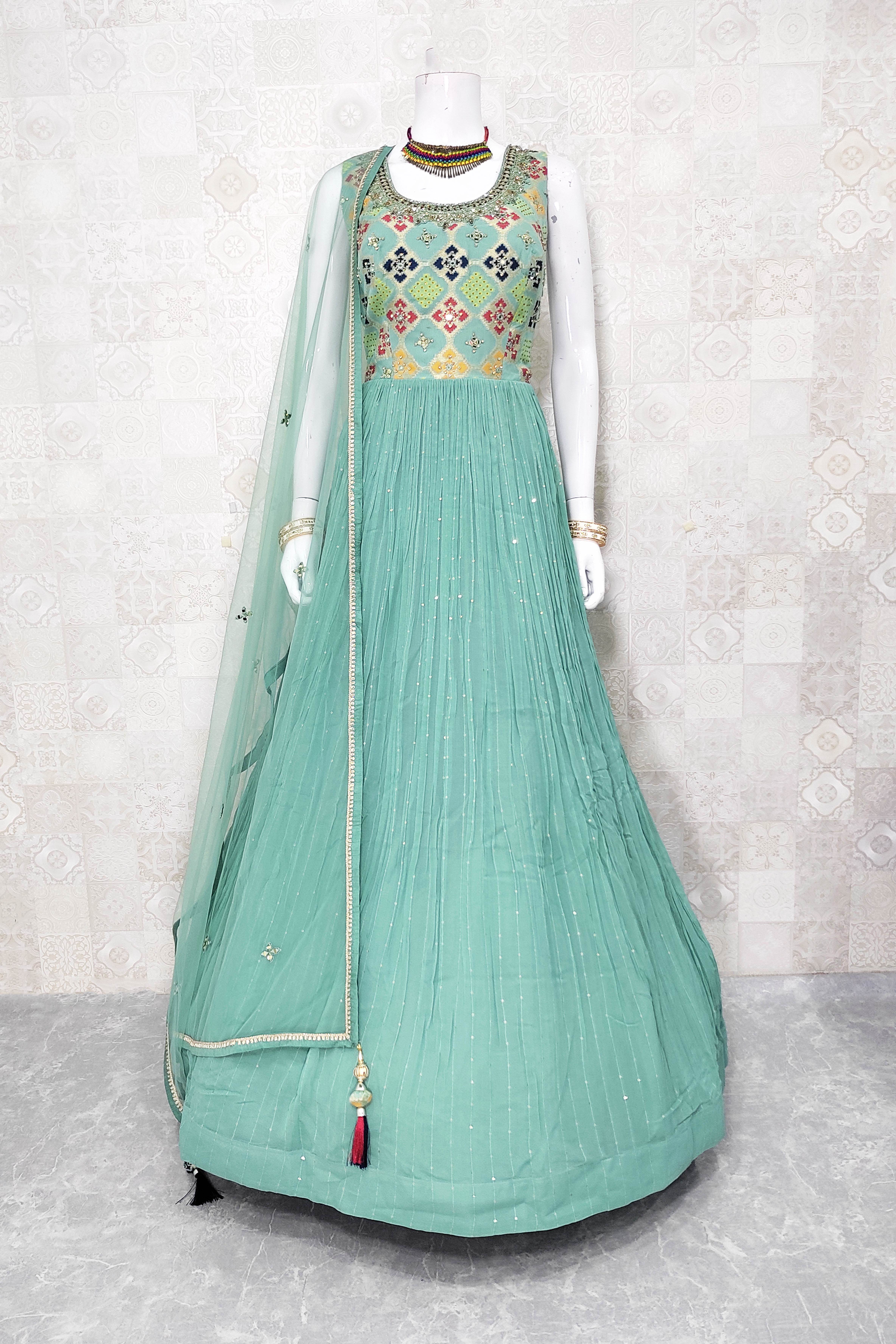 Rama Green Rayon Cotton Gown