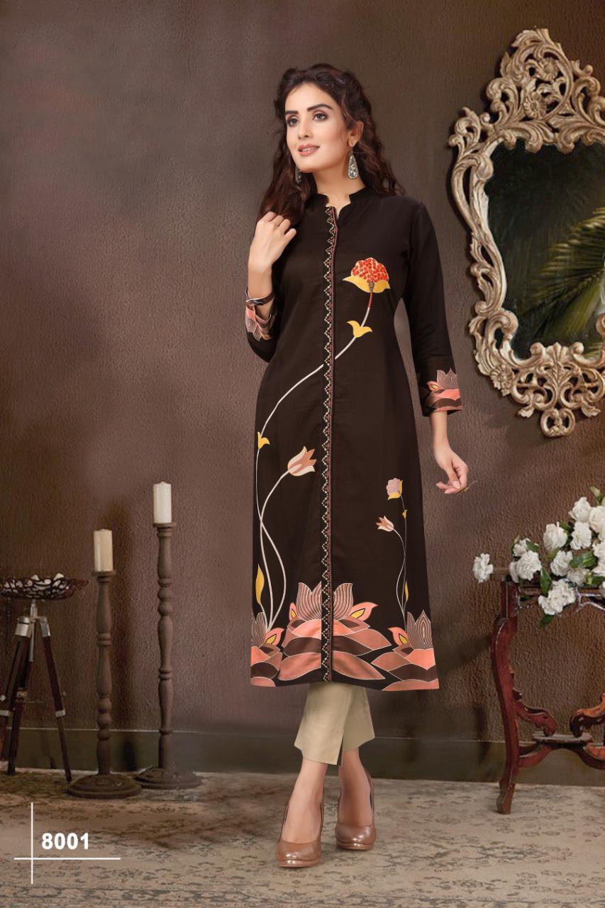 Coffee Brown Georgette Kurti MHK287 | Miracle Boutique