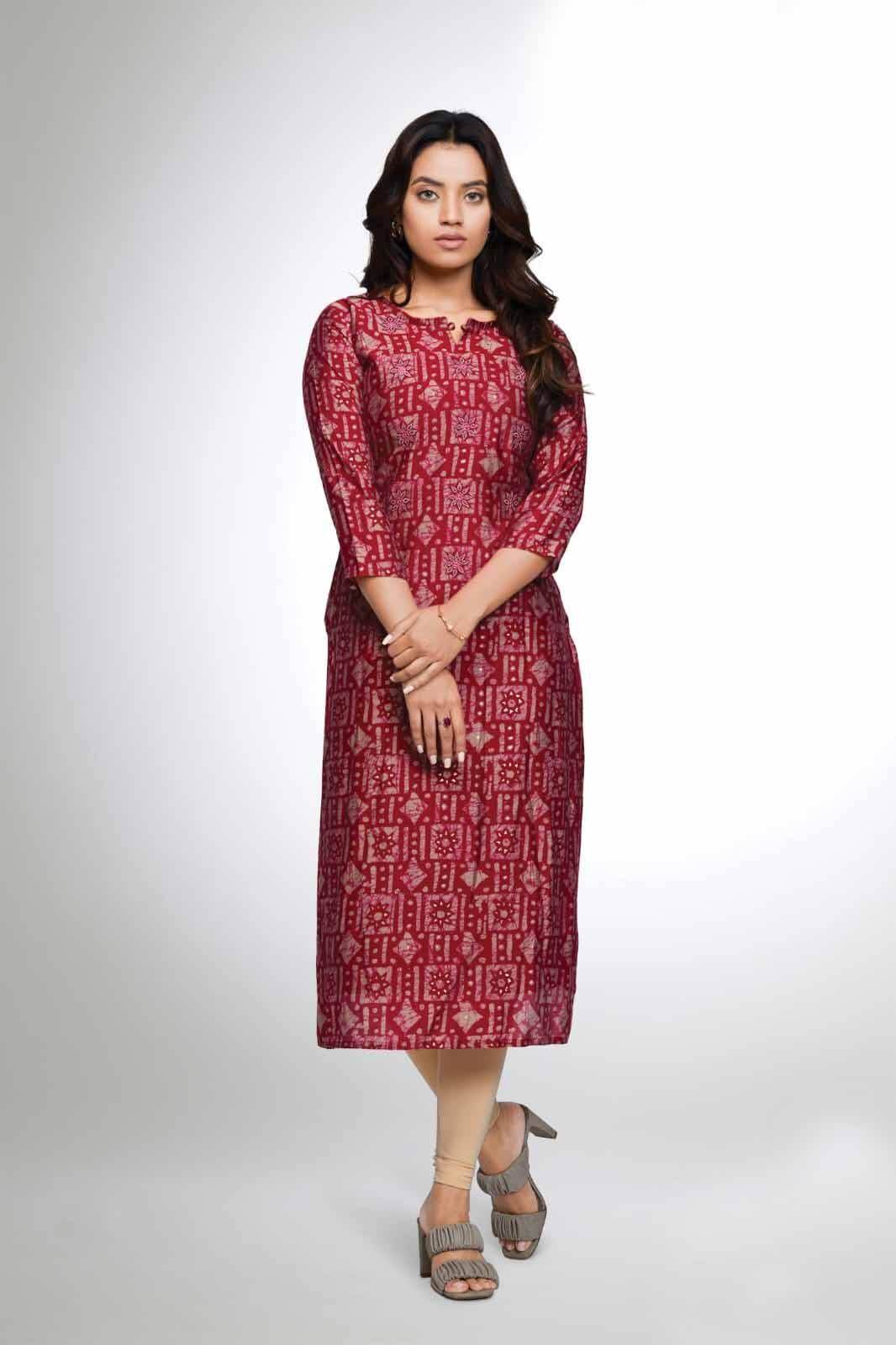 Straight 3/4th Sleeve Kurti, Size: Up To XXL at Rs 580 in Surat | ID:  20948478348