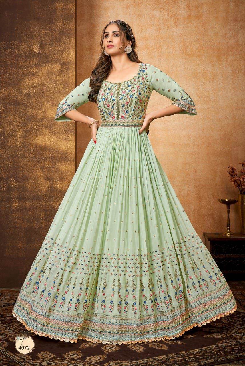 Pista Color Party Wear Designer Gown ANOKHI FASHION