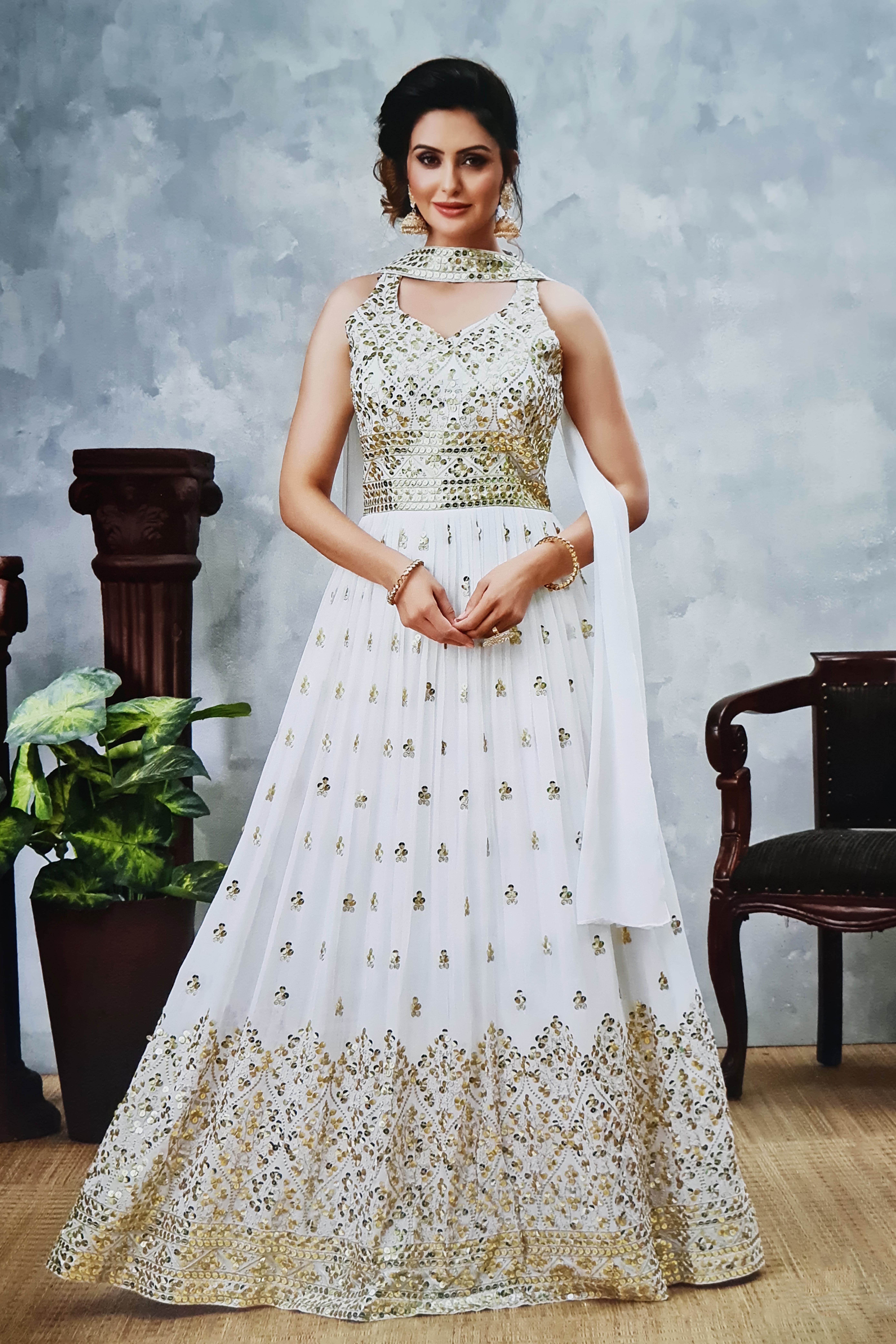 Buy Reeta Fashion Party Wear White Faux Georgette Printed With Pearl Lace  Gown RFG139-3XL Online at Best Prices in India - JioMart.