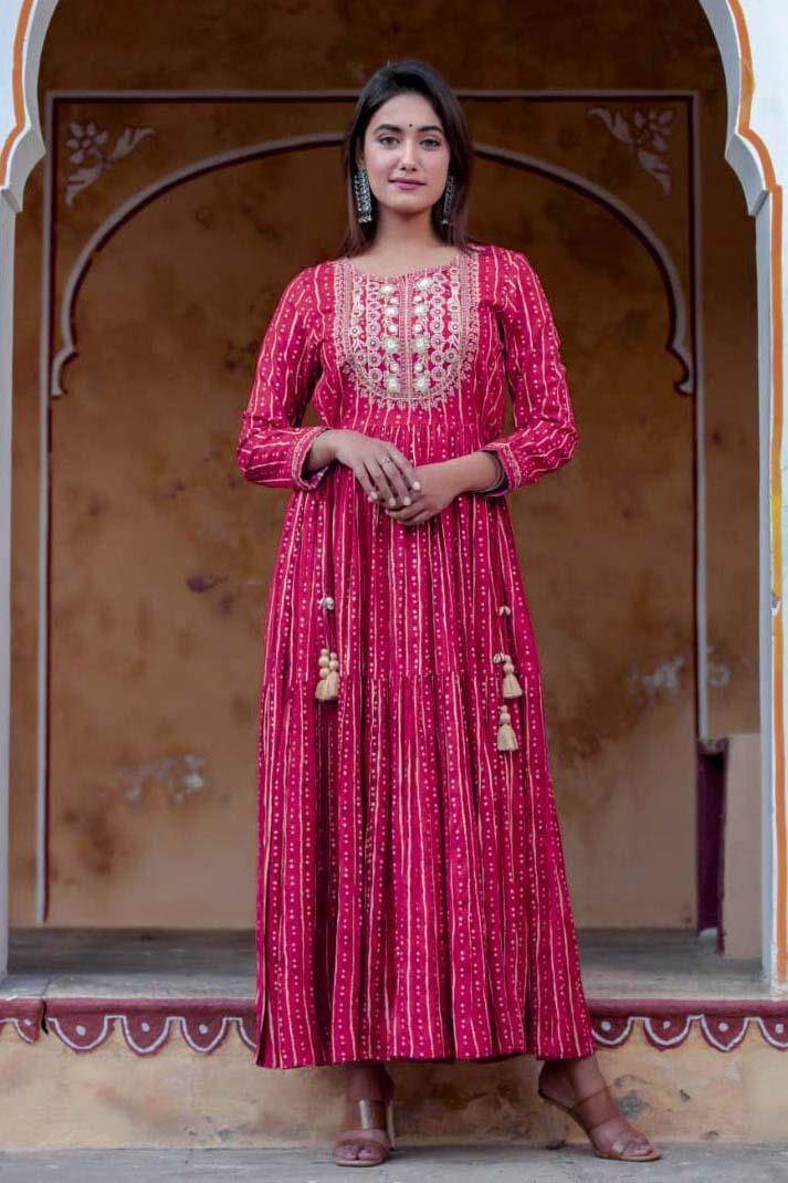Shattering Rani Pink Color Georgette Printed Festive Wear Ready Made P –  Lehenga Closet