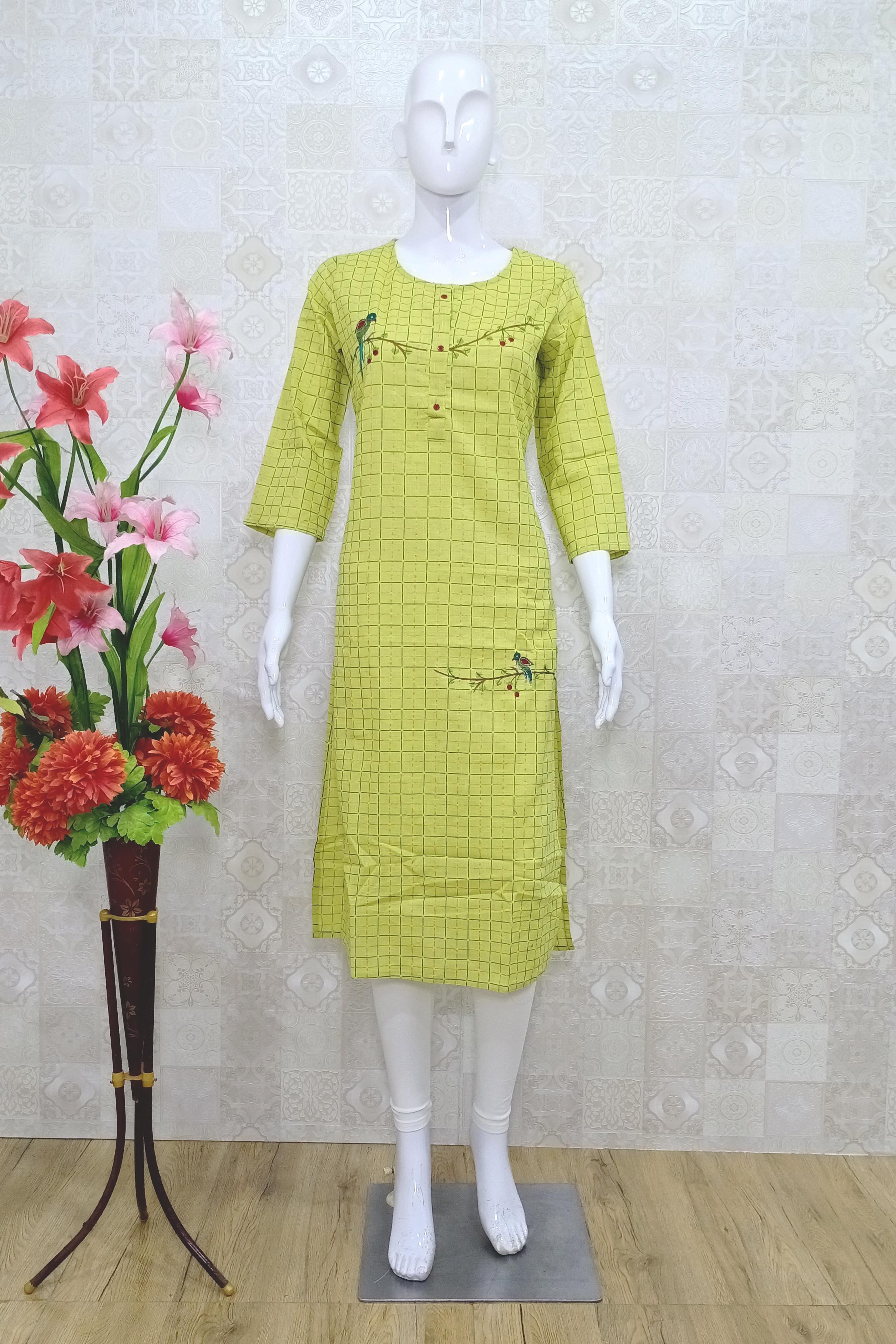 parrot colour kurti design