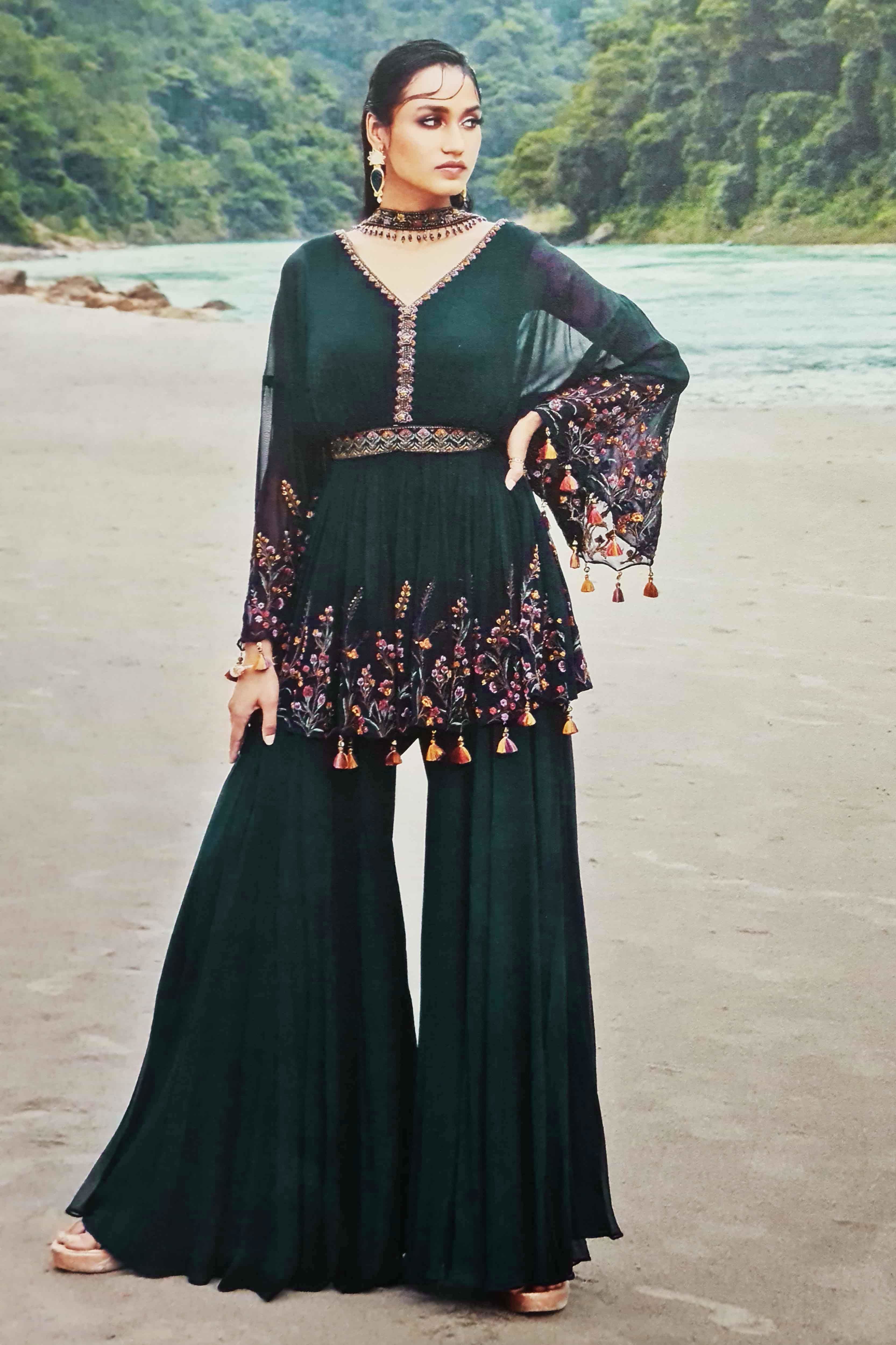 Churidar Suit in Peacock Green Color ($109) | Fashion, Partywear, Ethnic  dress