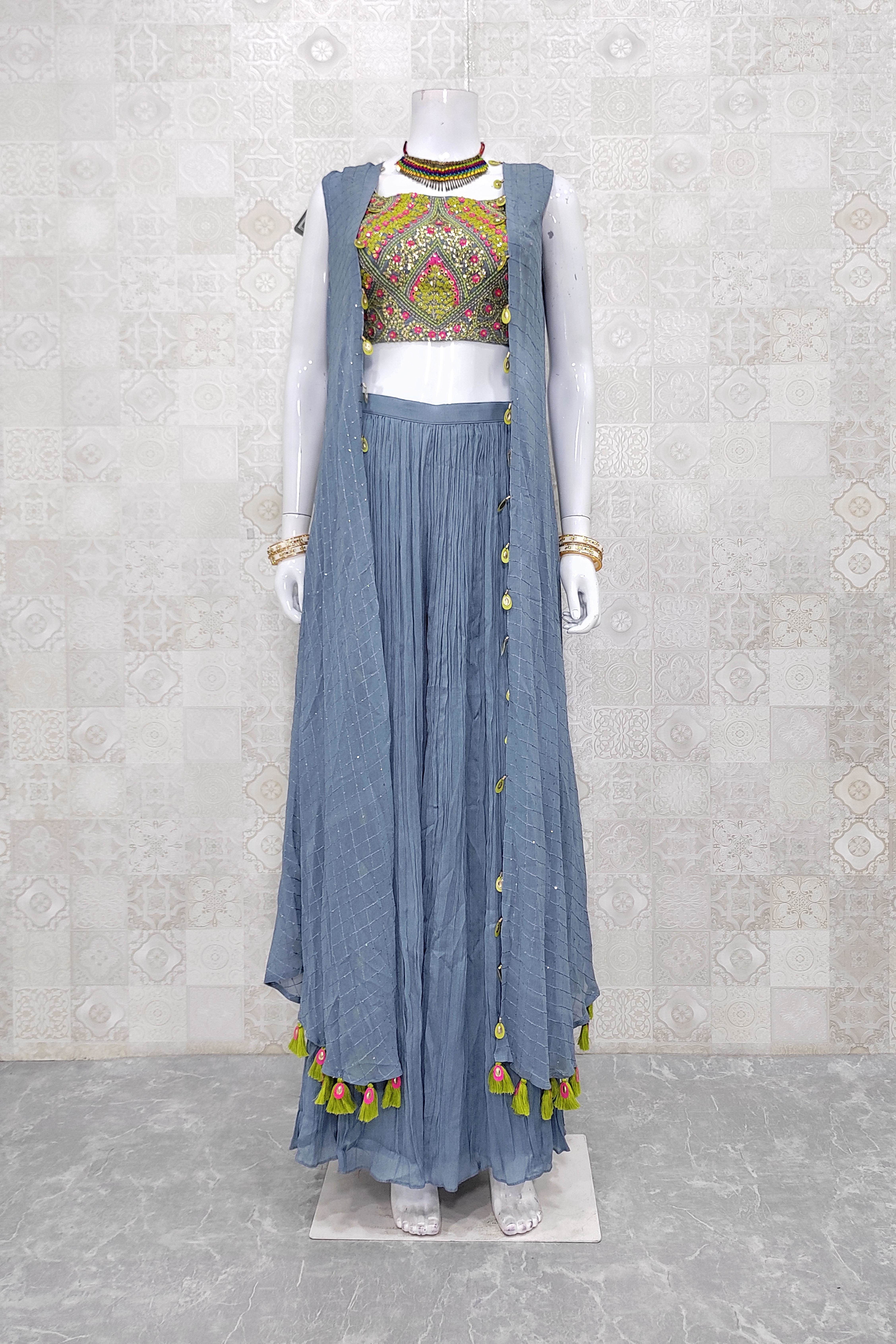 Designer Wedding Sharara Palazzo Suit With Blouse and Koti in Georgette,  Party Sangeet Wear Dress for Women Indian Pakistani Shalwar Kameez - Etsy