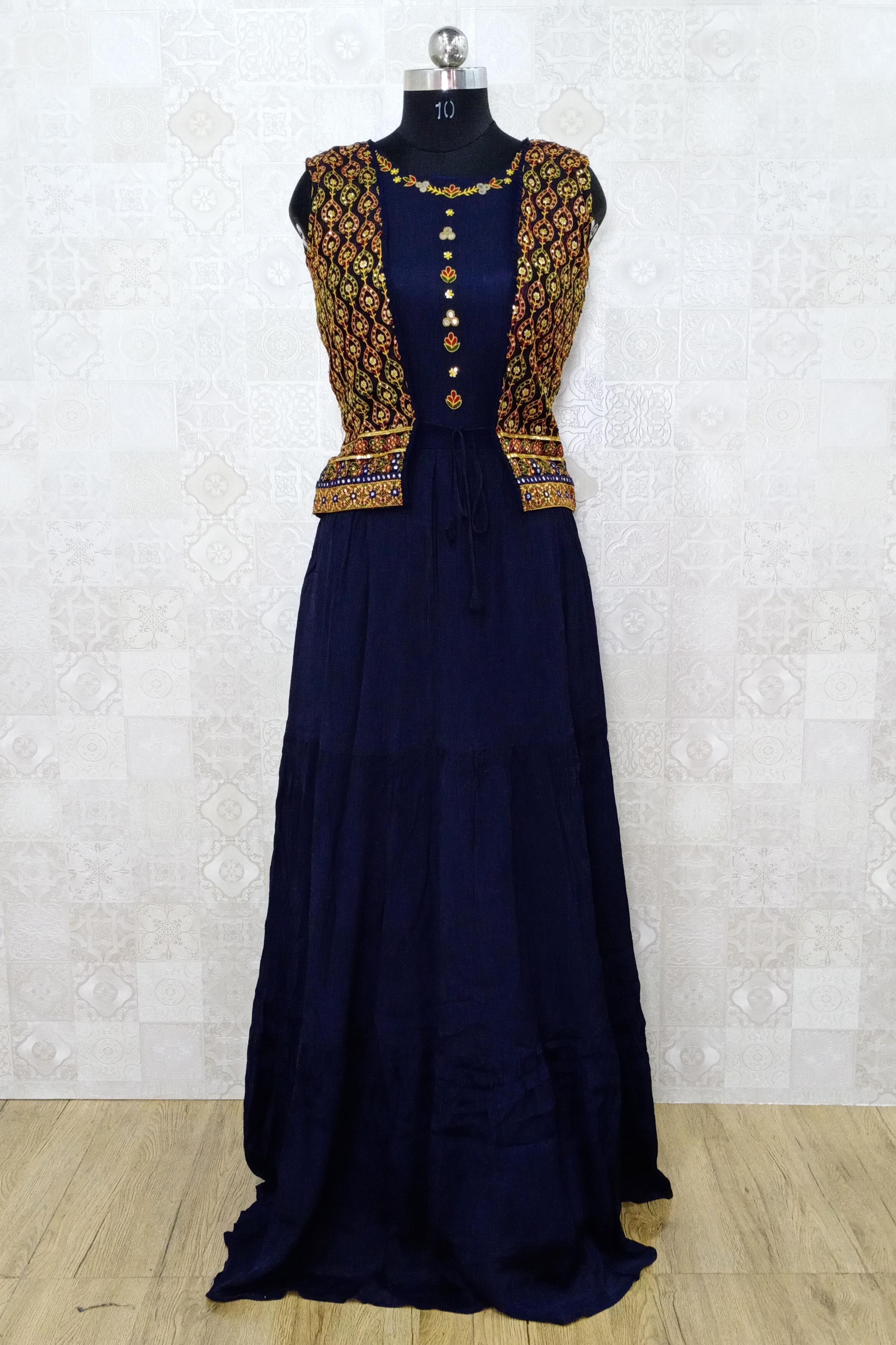 Sequins Embellished Navy Blue Party Wear Gown, Salwar Kameez | Party wear  gown, Navy blue party, Gowns