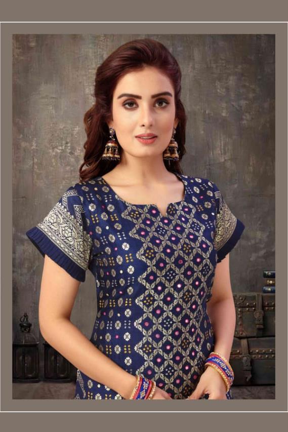 Navy Blue Color Straight Long Suit ANOKHI FASHION