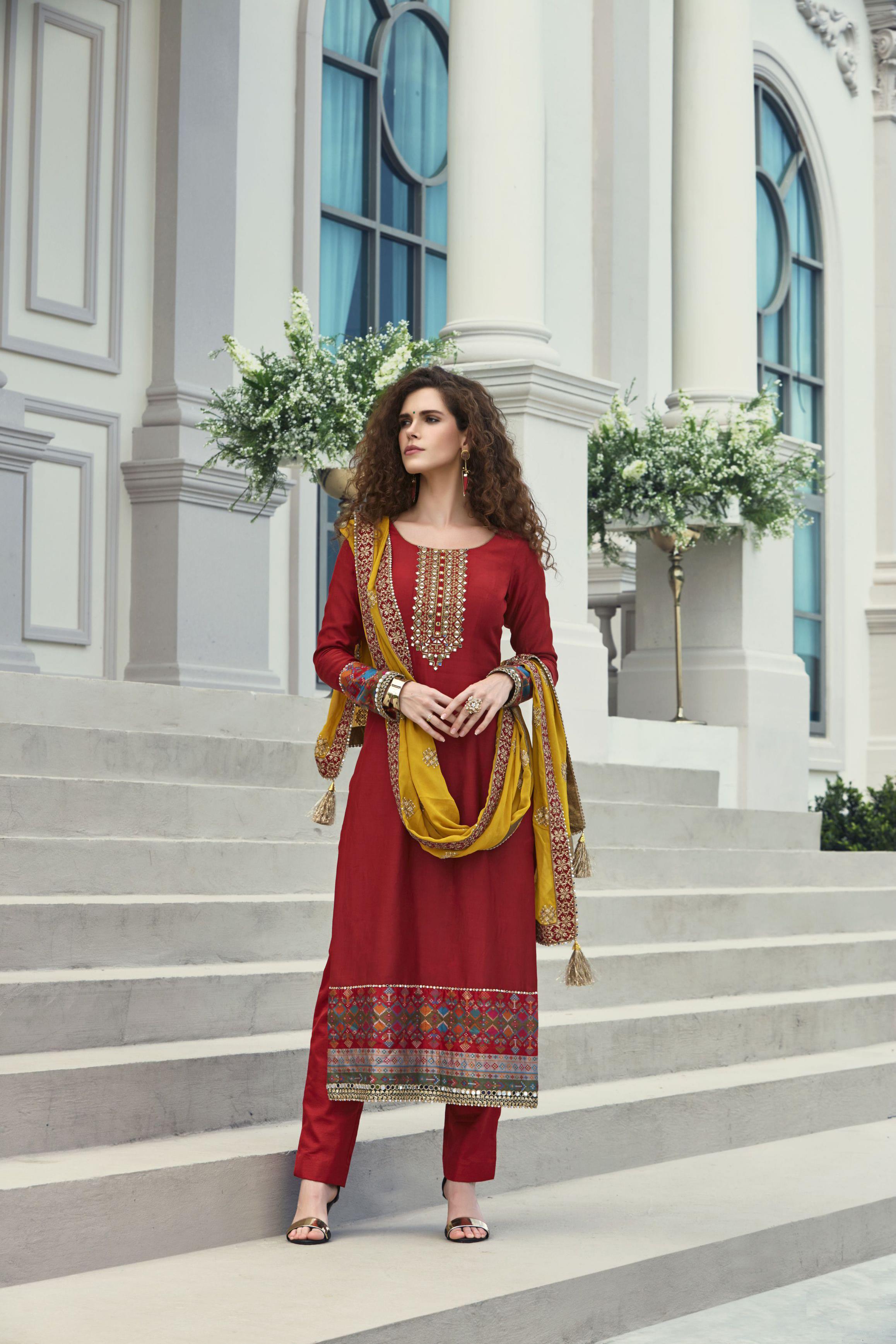 Buy CTC Long Dress Gown For Women with Red Dupatta at Amazon.in