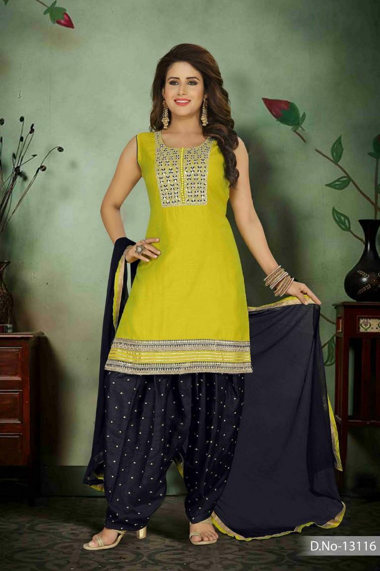 Yellow Color Party Wear Patiyala Dress :: ANOKHI FASHION