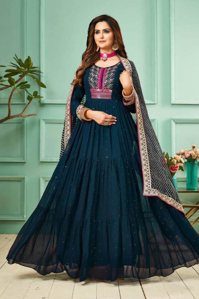 Premium Sky Blue Color Designer Gown at Affordable Rate – Joshindia