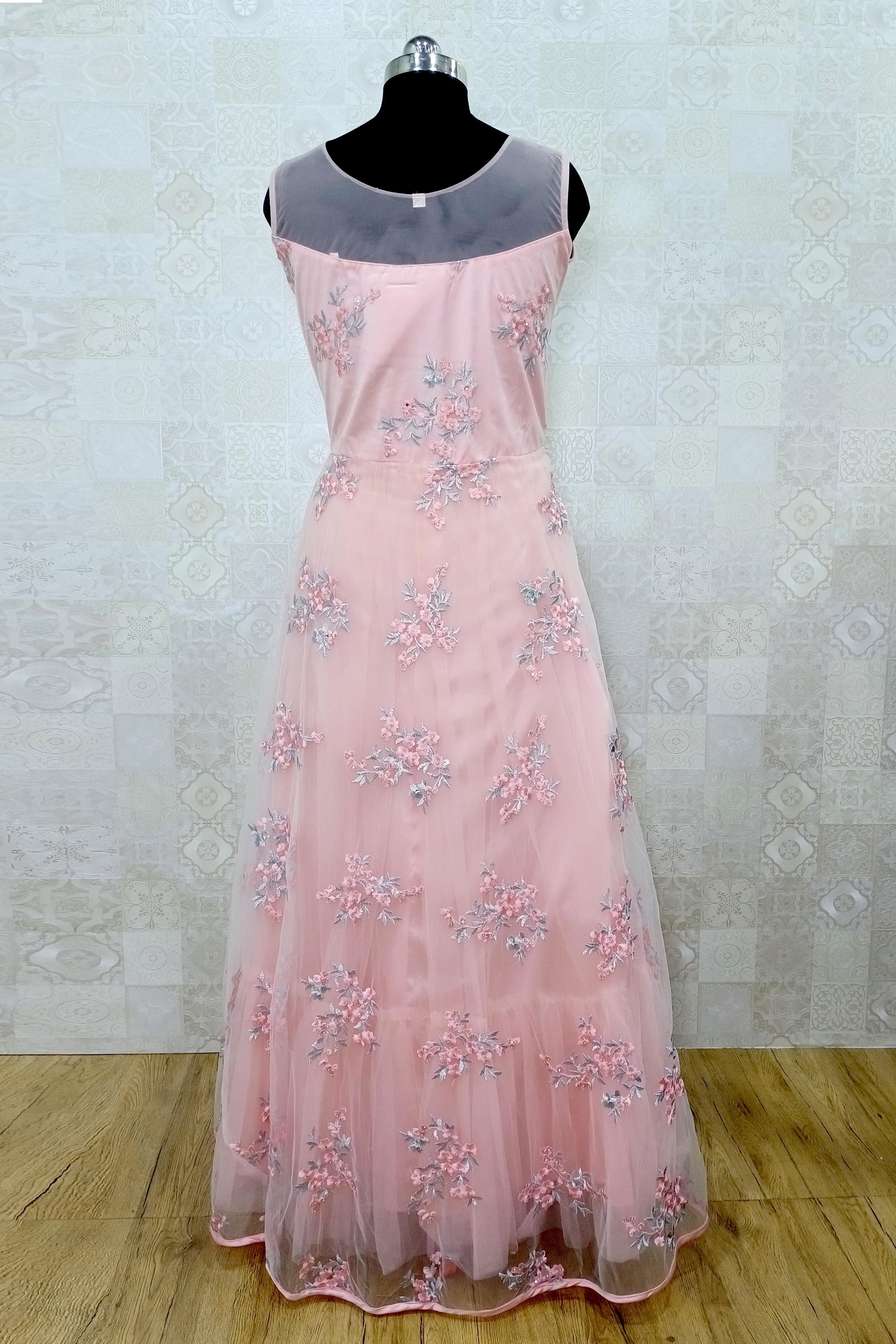 peach colour party frock