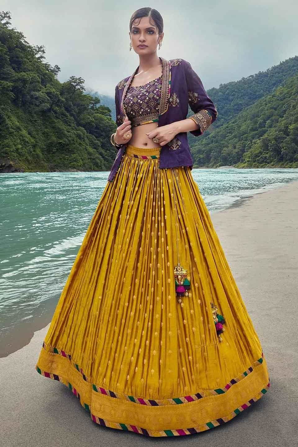 Mehendi Outifit - Yellow and Blue Lehenga | WedMeGood | Bright Yellow and  Aqua Blue Lehenga w… | Mehendi outfits, Lehenga color combinations, Indian  wedding outfits