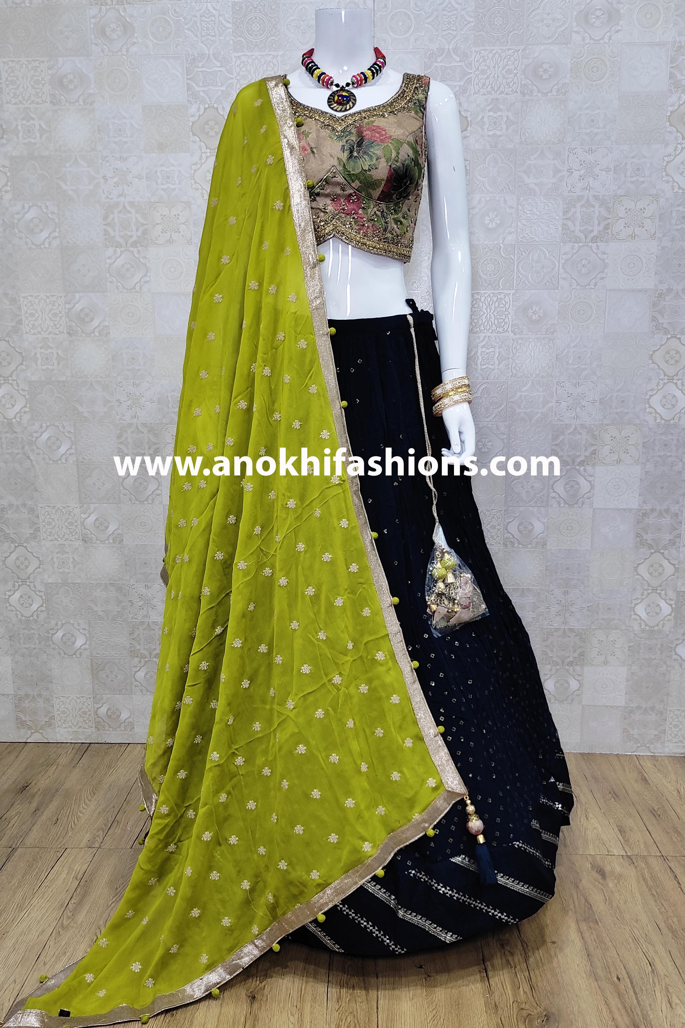 Rama Green Color Sequins Work Stunning Look Lehenga Choli