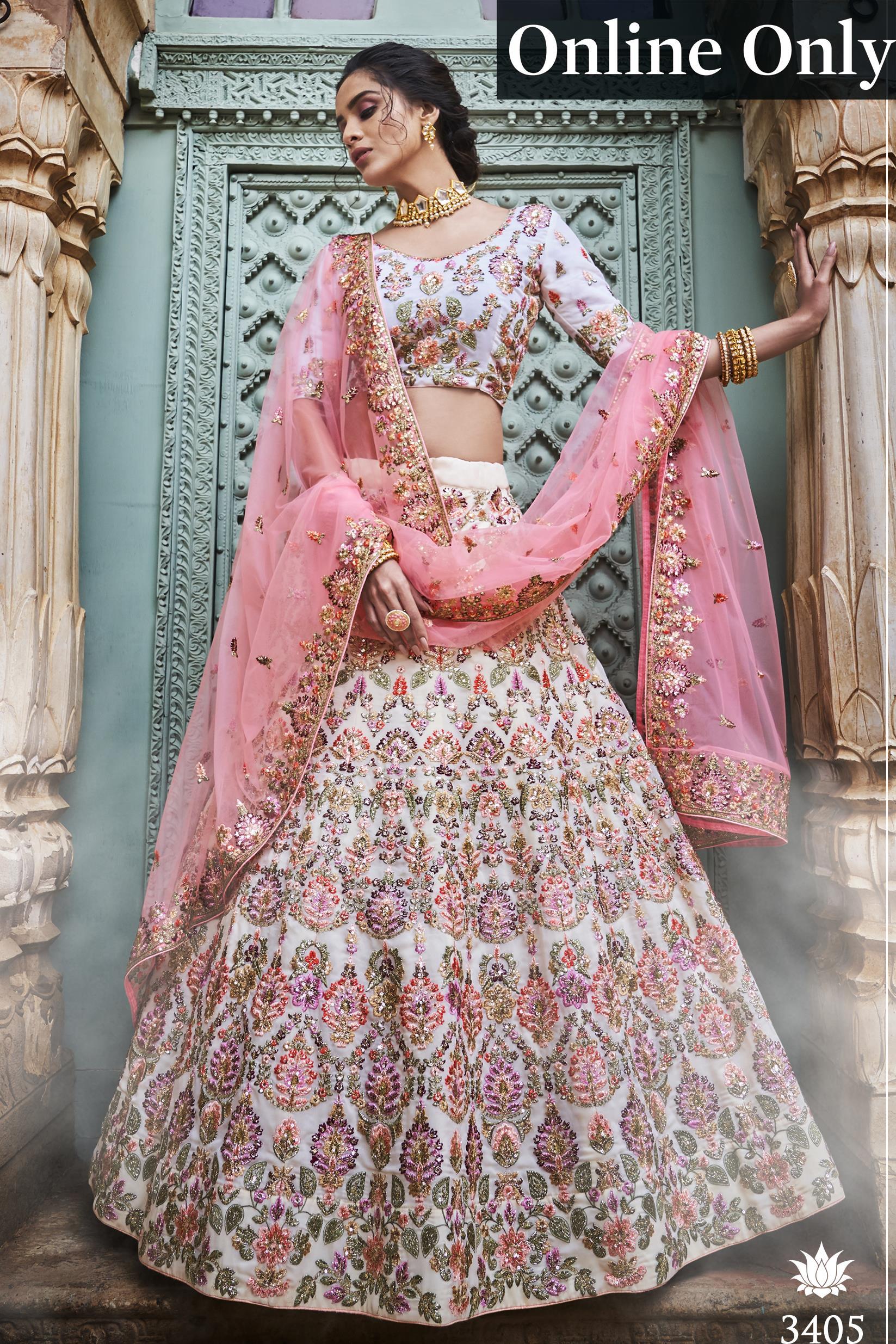 Brown organza circular party wear lehenga choli 5517