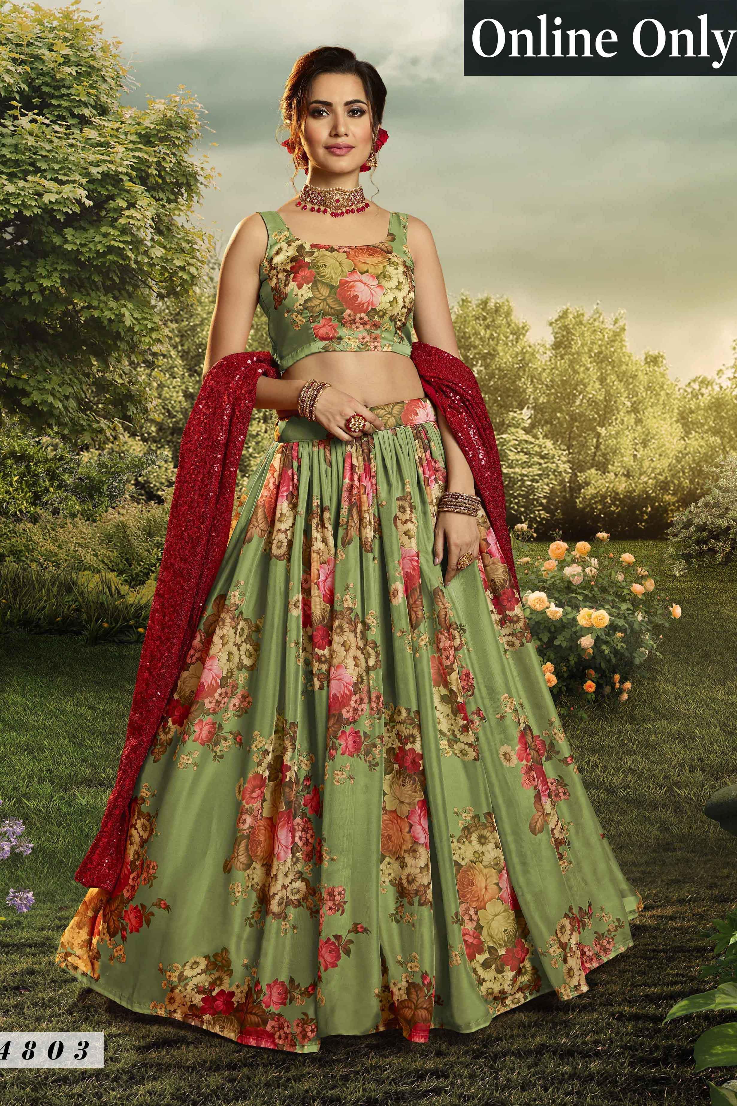 Buy Multicolour 3D floral embroidery lehenga set by Varun Bahl at Aashni  and Co
